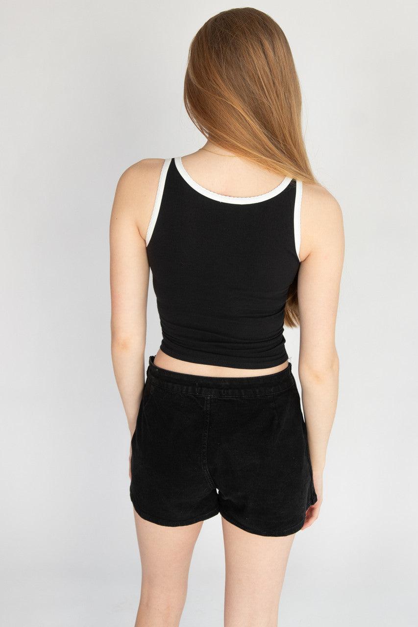 Tie Front Scallop Trim Tank Top Product Image