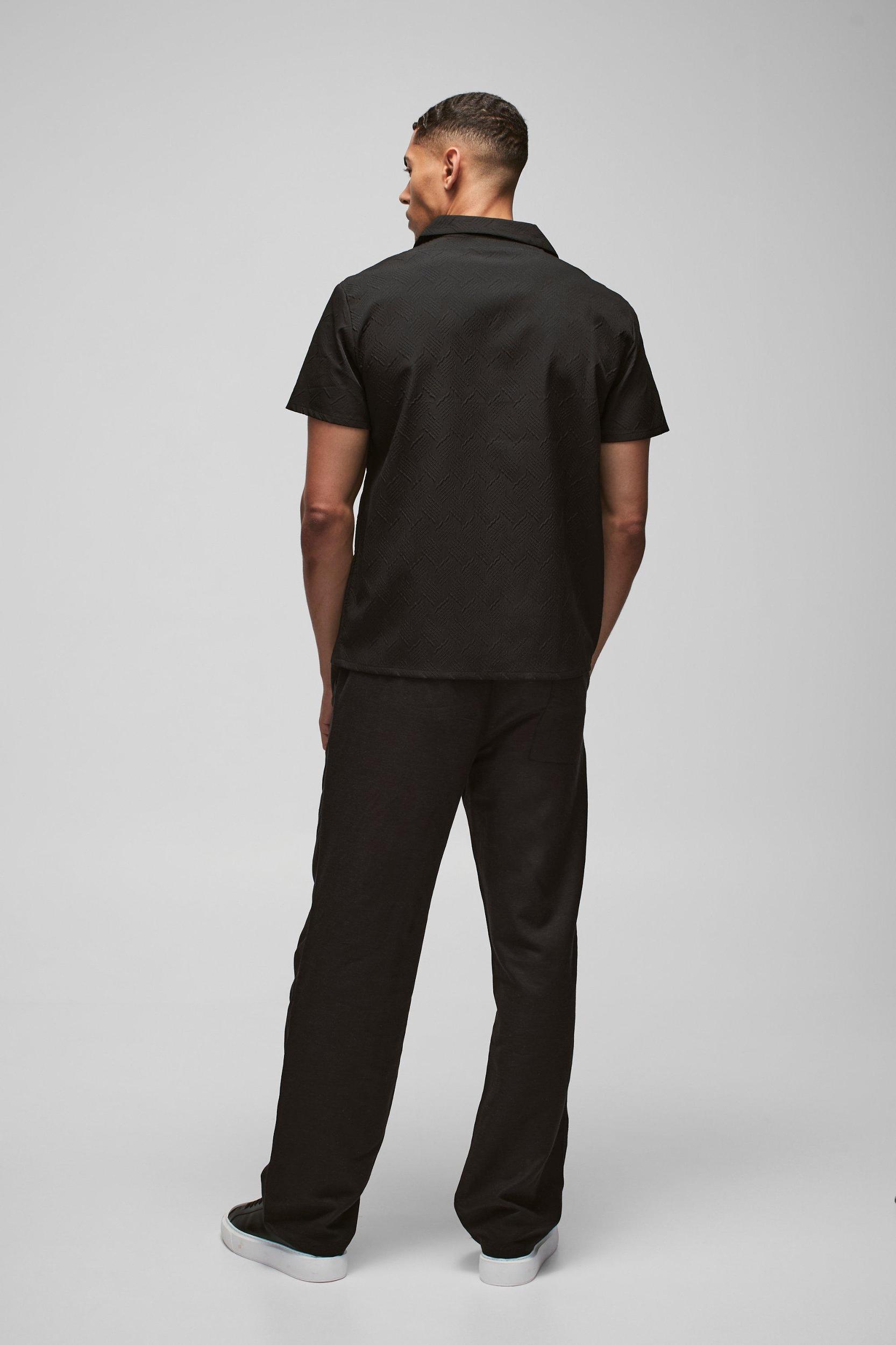 Regular Fit Geo Jacquard Shirt | boohooMAN USA Product Image