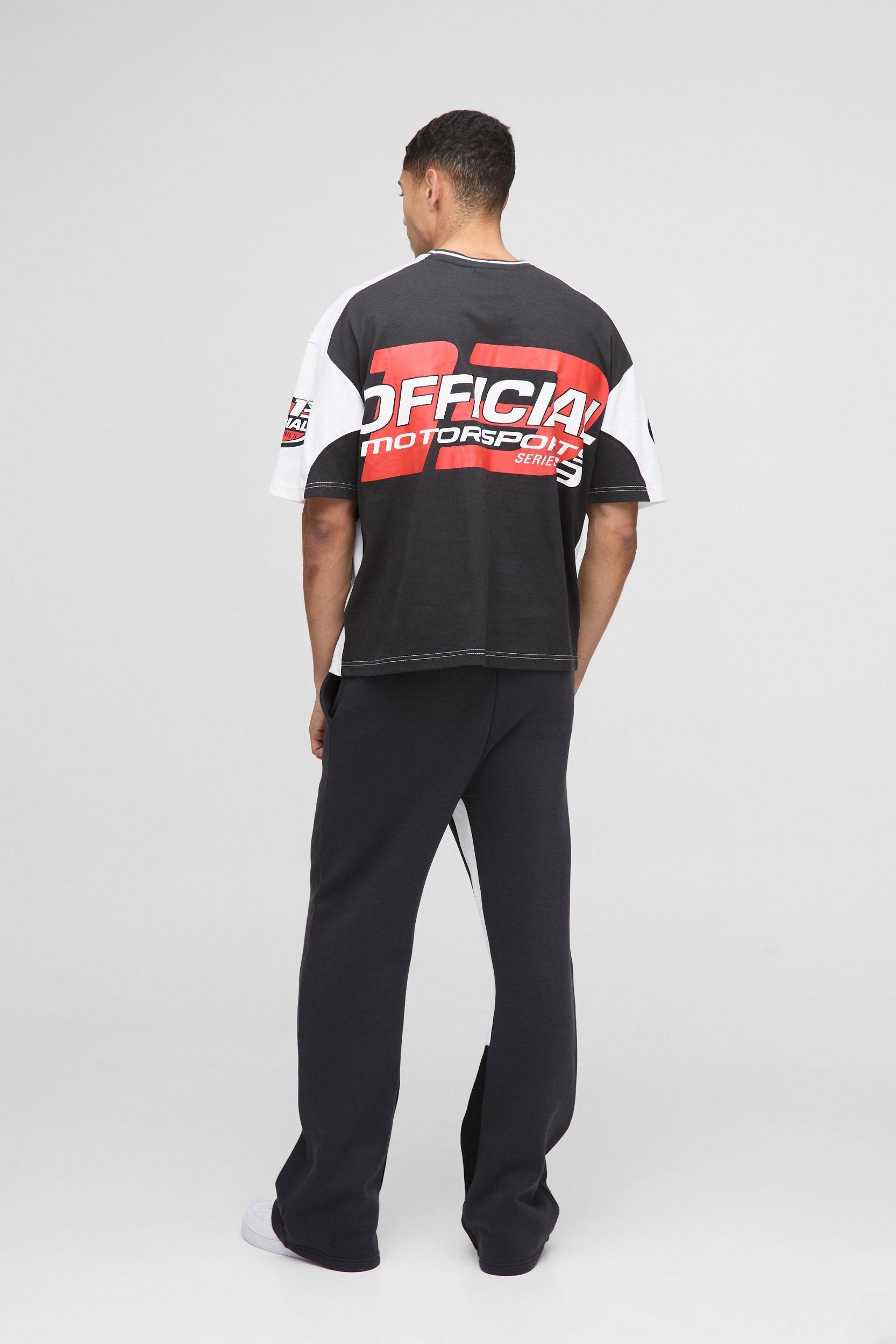 Relaxed Flare Star Limited Printed Varsity Gusset Sweatpants | boohooMAN USA Product Image