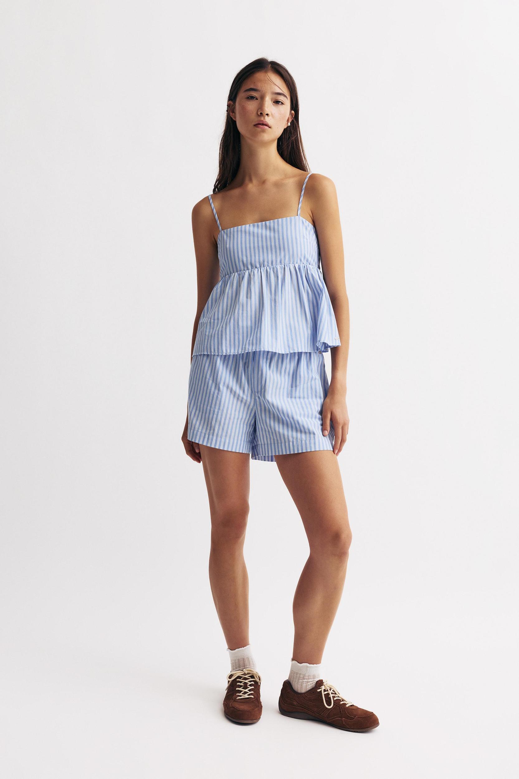 Striped poplin shorts Product Image