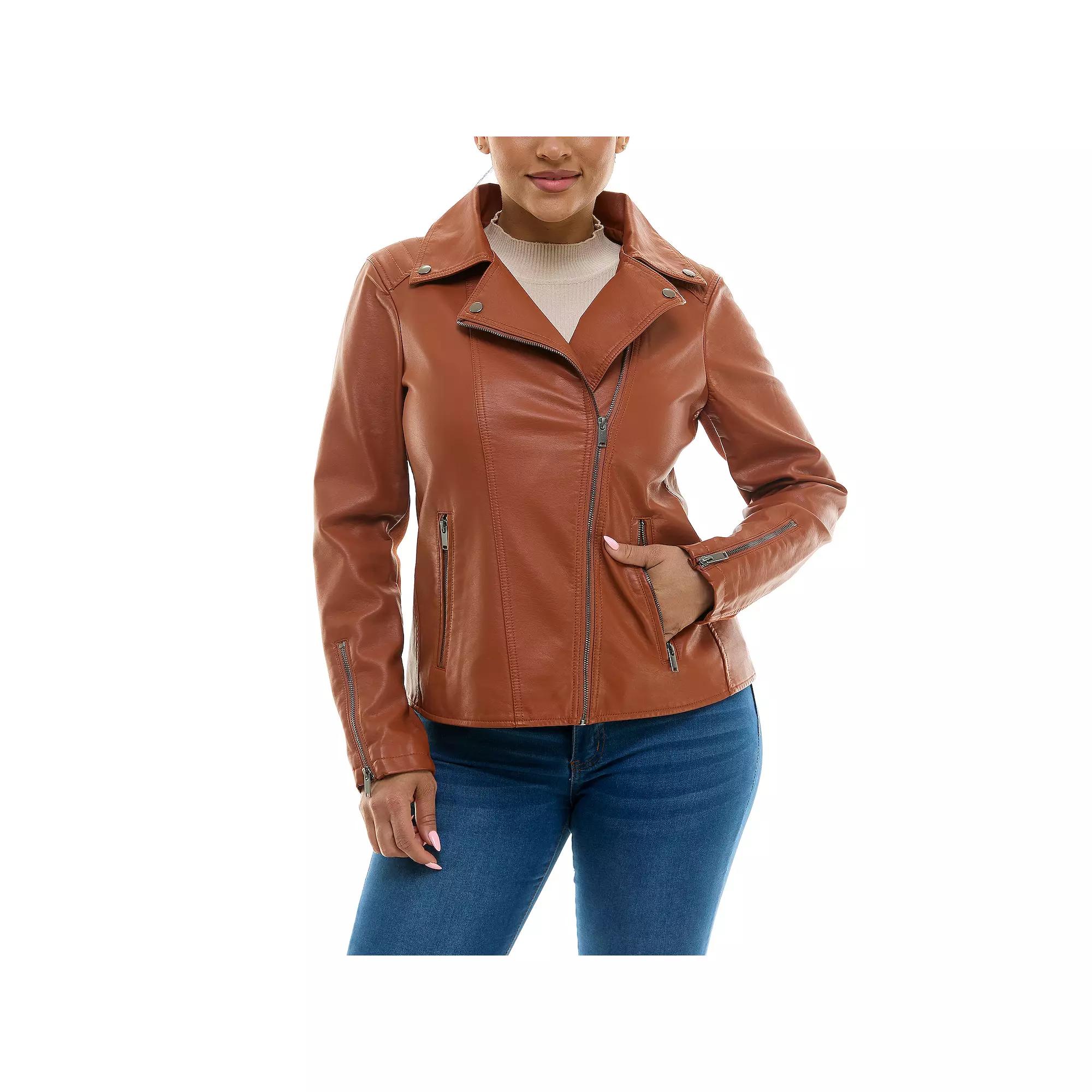 Women's Nina Leonard Pleather Moto Jacket,  Product Image