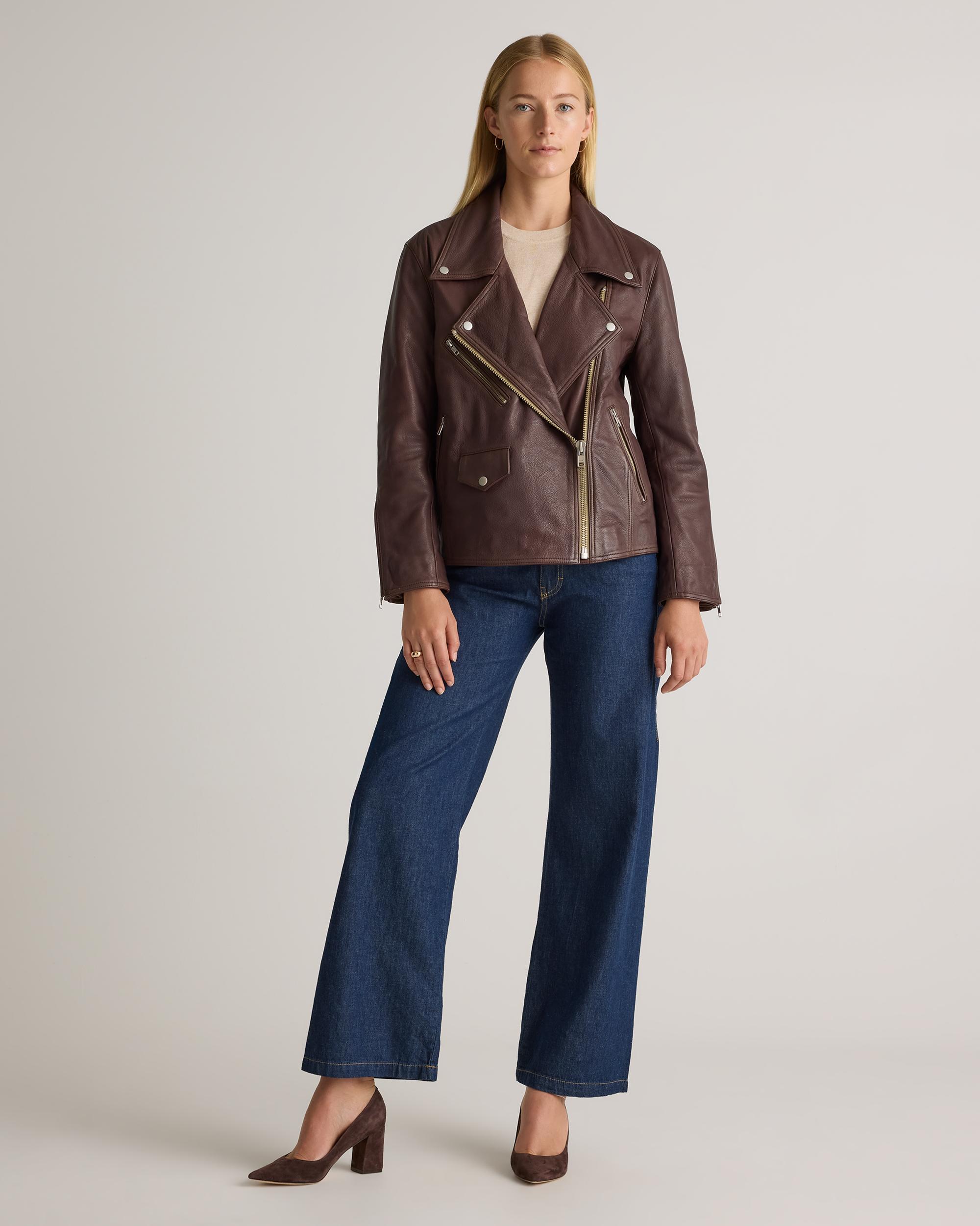 Quince | Women's Oversized Biker Jacket Size XS, Leather Product Image