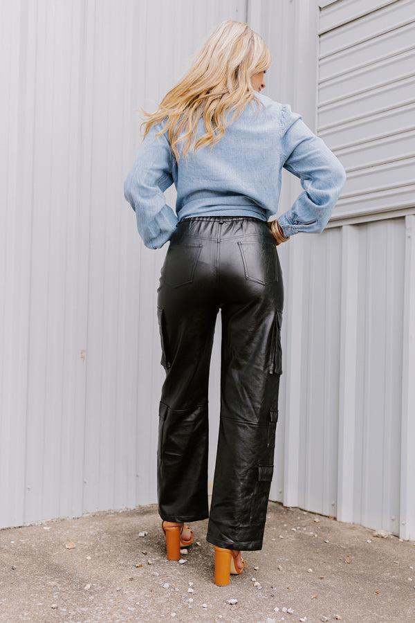 The Jenika High Waist Faux Leather Cargo Pants Product Image
