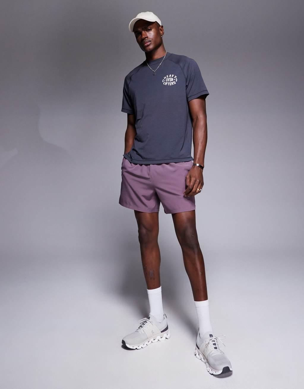 4505 quick dry performance jersey chest graphic oversized training t-shirt in charcoal  Product Image