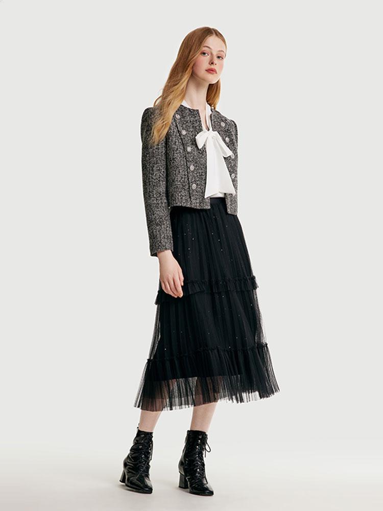 Classic Tweed Cropped Women Jacket Product Image