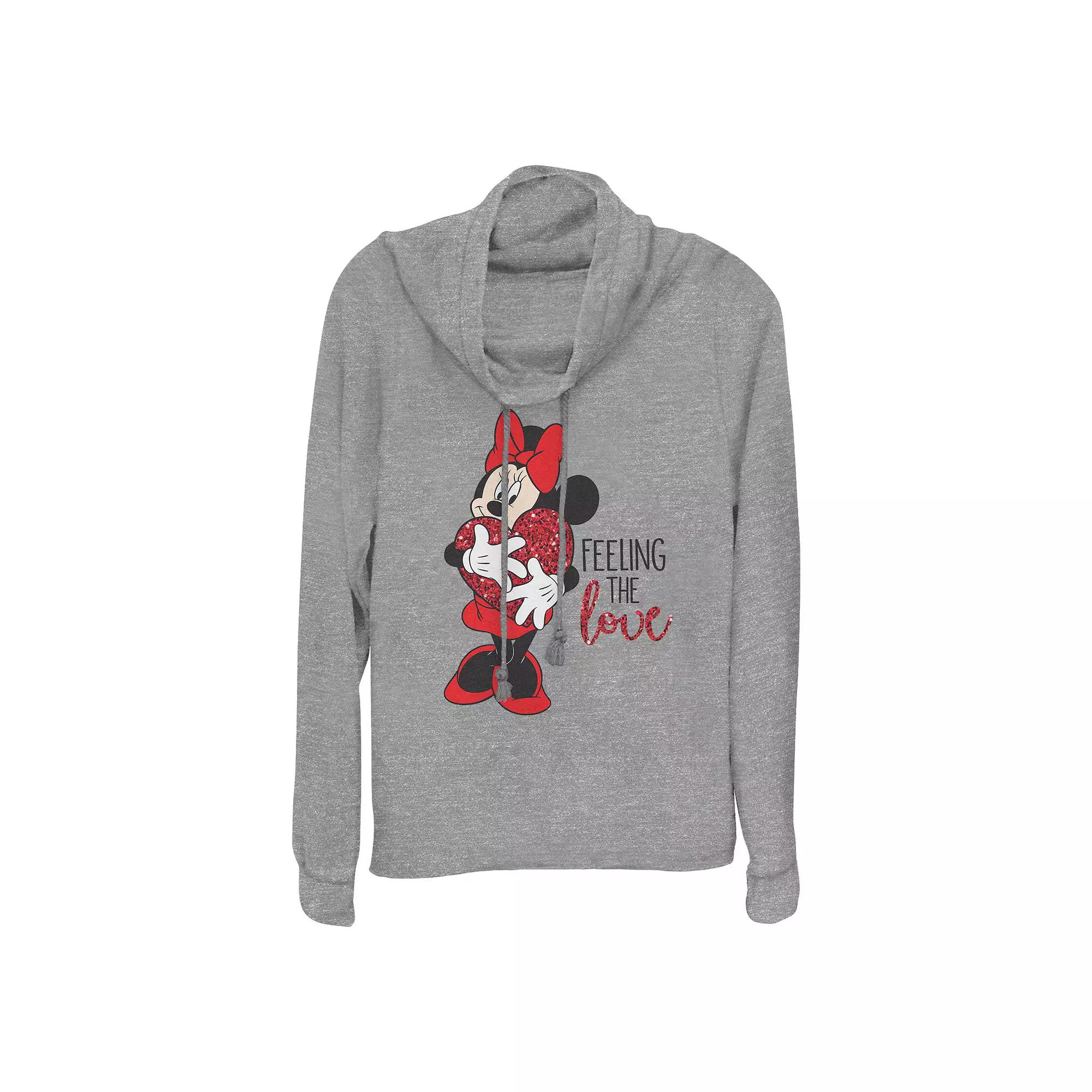 Disney's Minnie Mouse Feeling The Love Women's Cowlneck Graphic Lightweight Long Sleeve,  Product Image