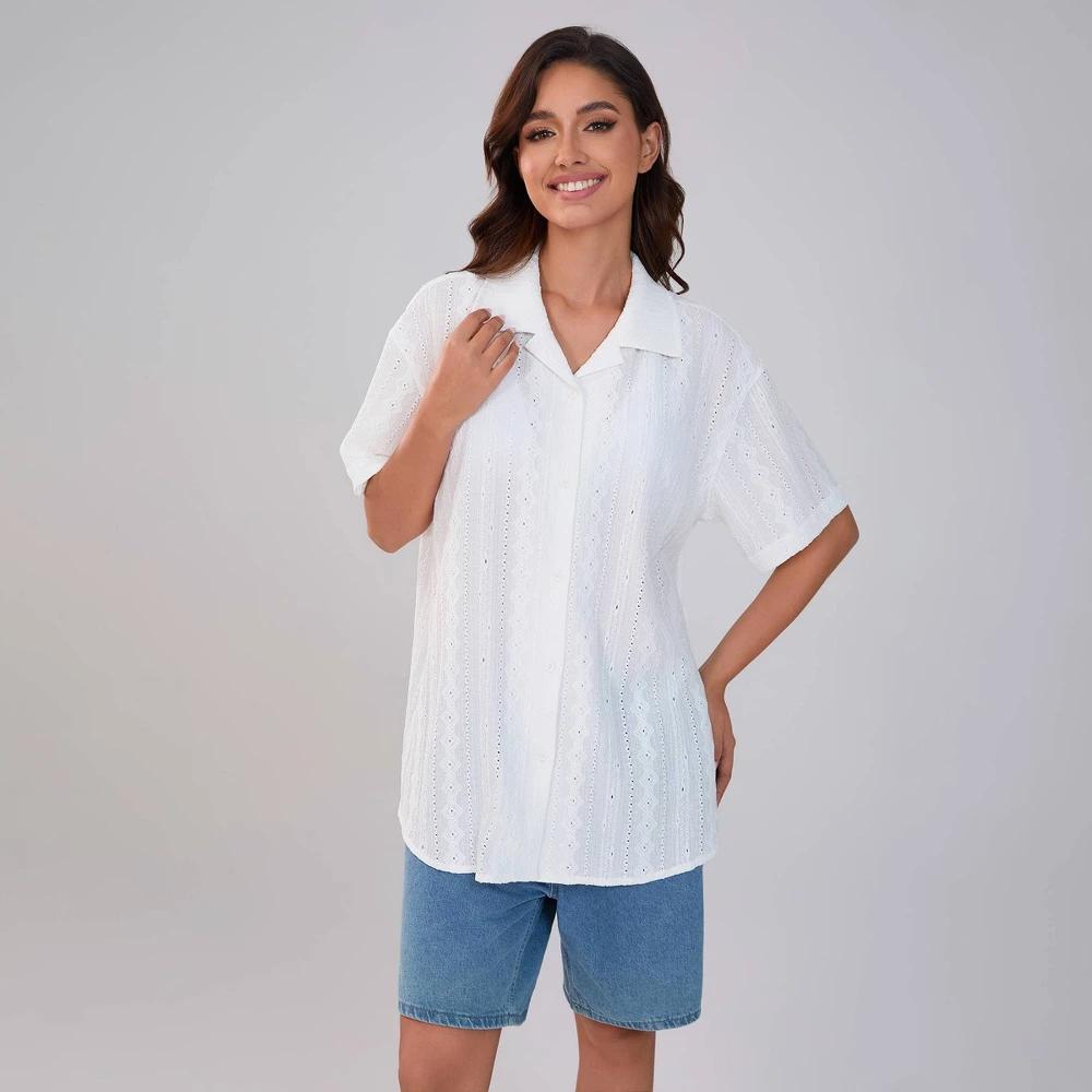 Women's Short Sleeve Blouse - Wild Fable™ White Product Image