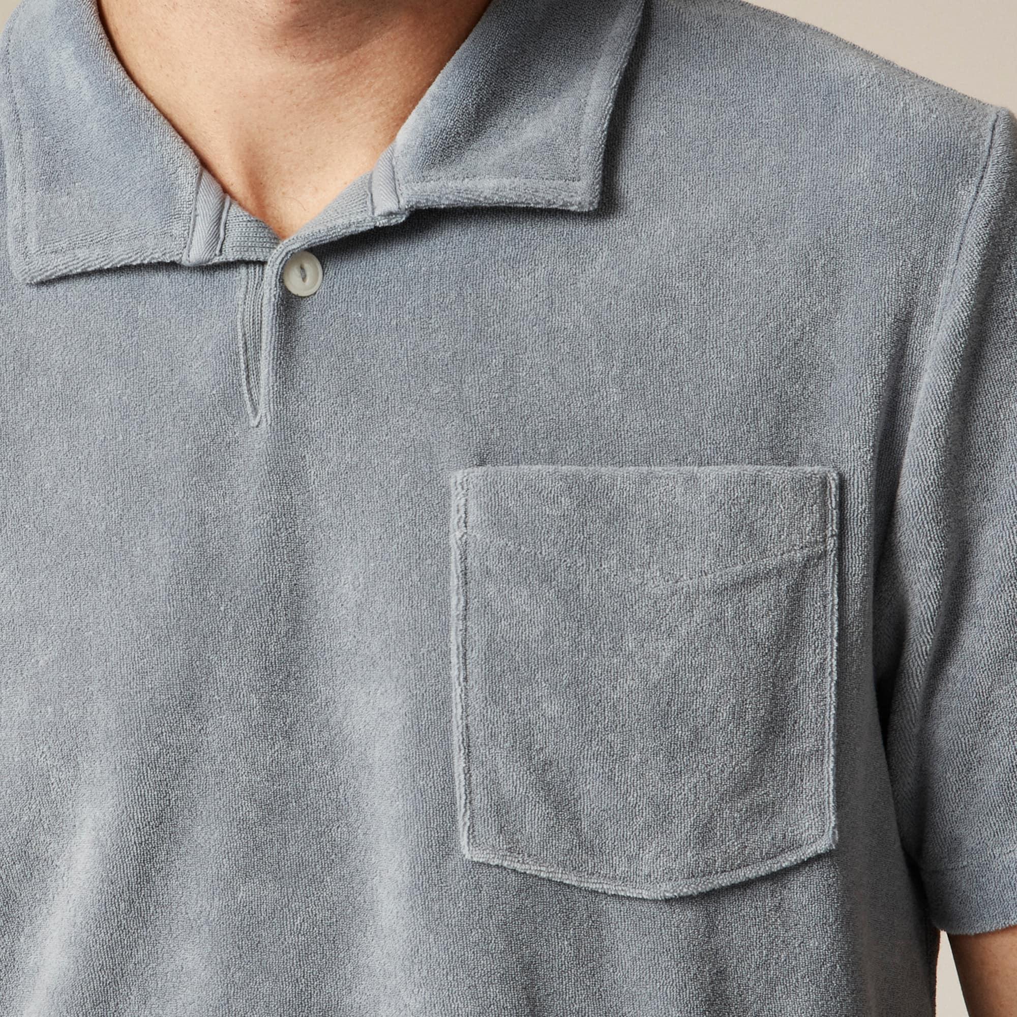 Terry cloth johnny-collar polo shirt Product Image