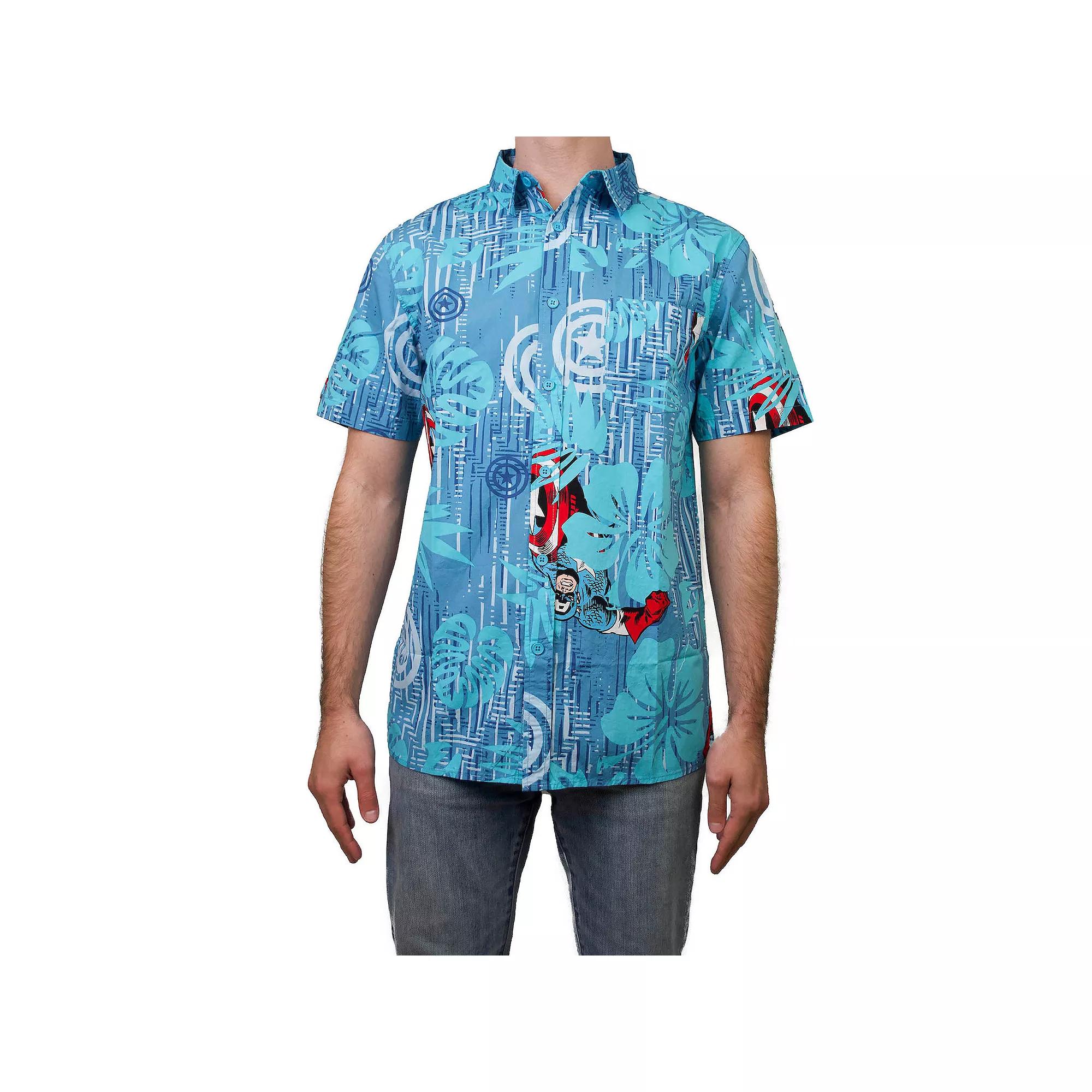 Men's Avengers Hawaiian Button Up, Size: XXL, Blue Product Image