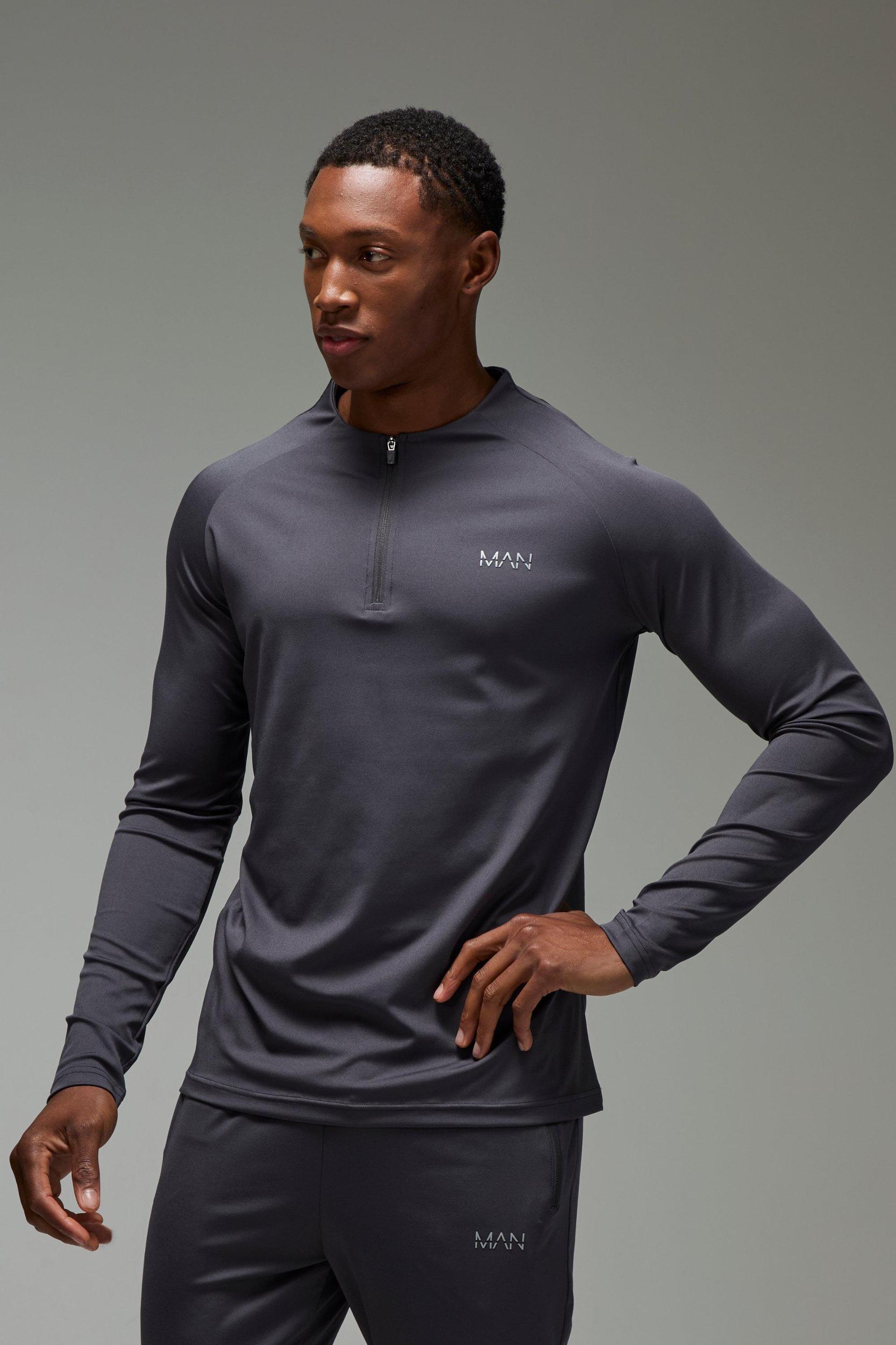 Man Active Muscle Fit Crew Neck 1/4 Zip Tracksuit | boohooMAN USA Product Image