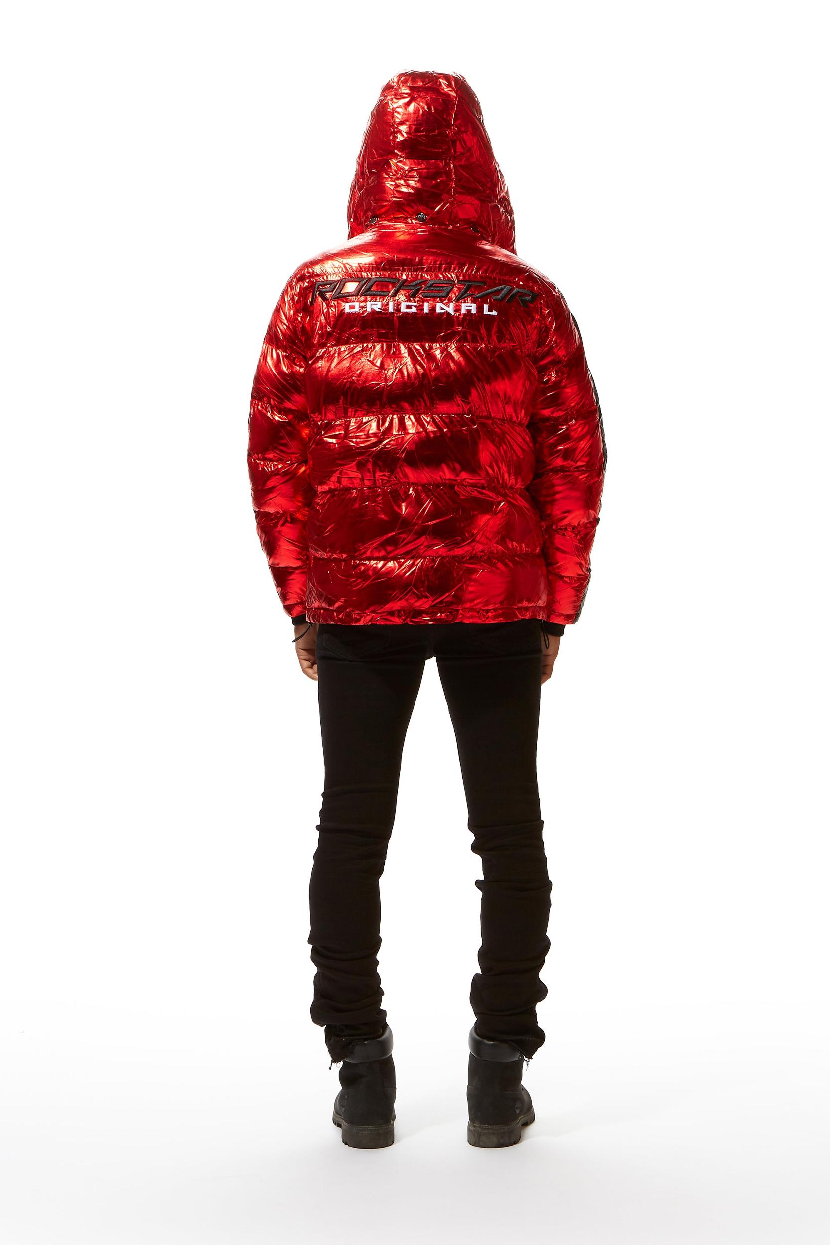 Metallic Red Alasia Puffer Jacket Male Product Image
