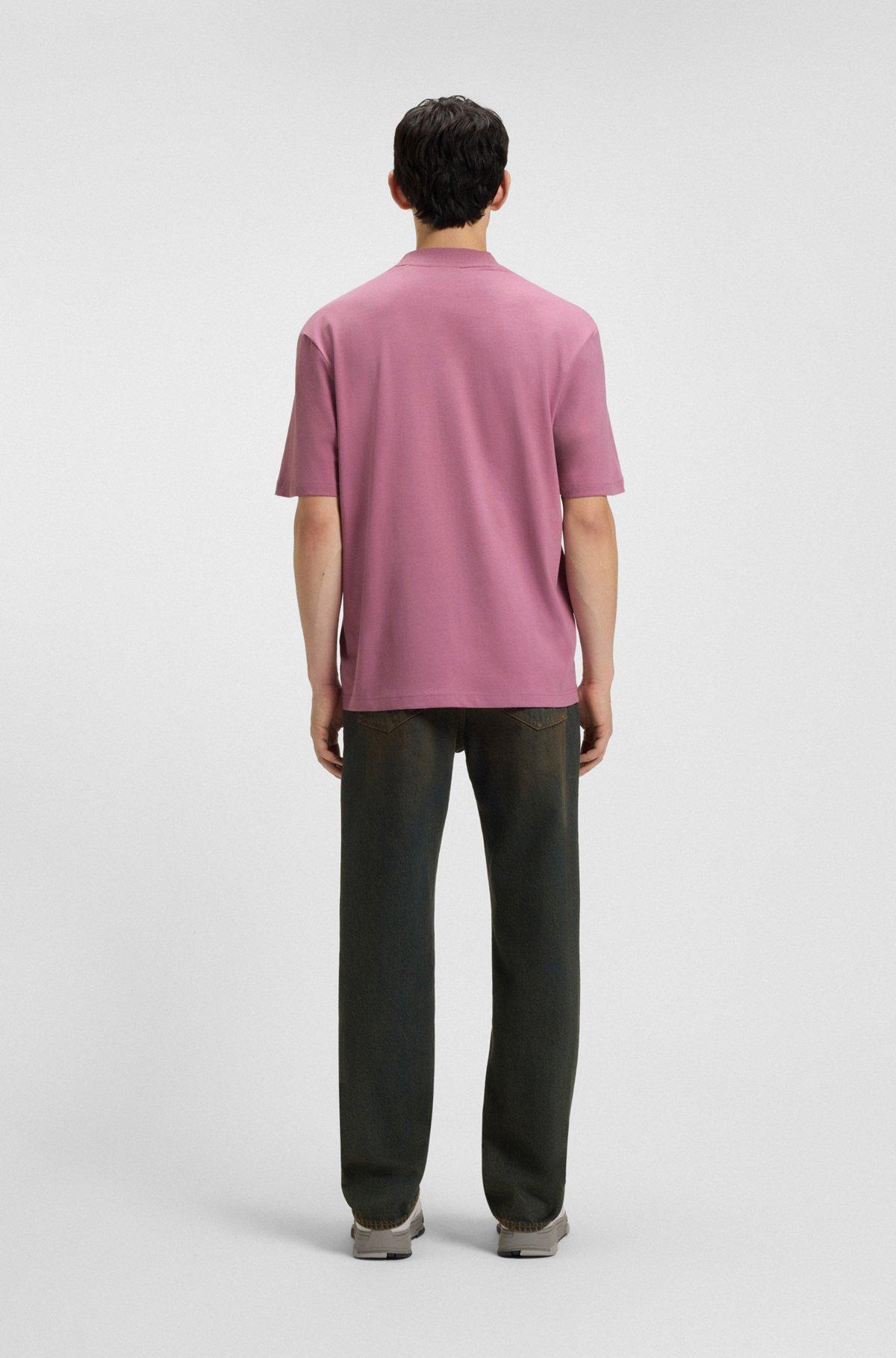 Cotton-jersey T-shirt with blue logo patch Product Image