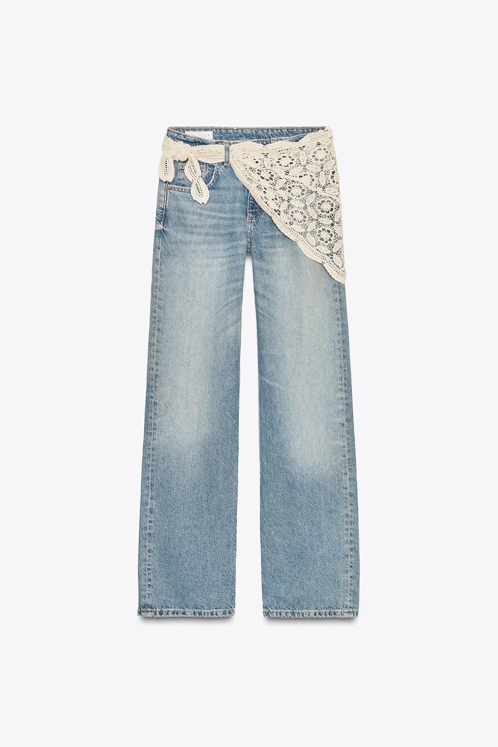 TRF MID-RISE WIDE LEG SCARF JEANS Product Image