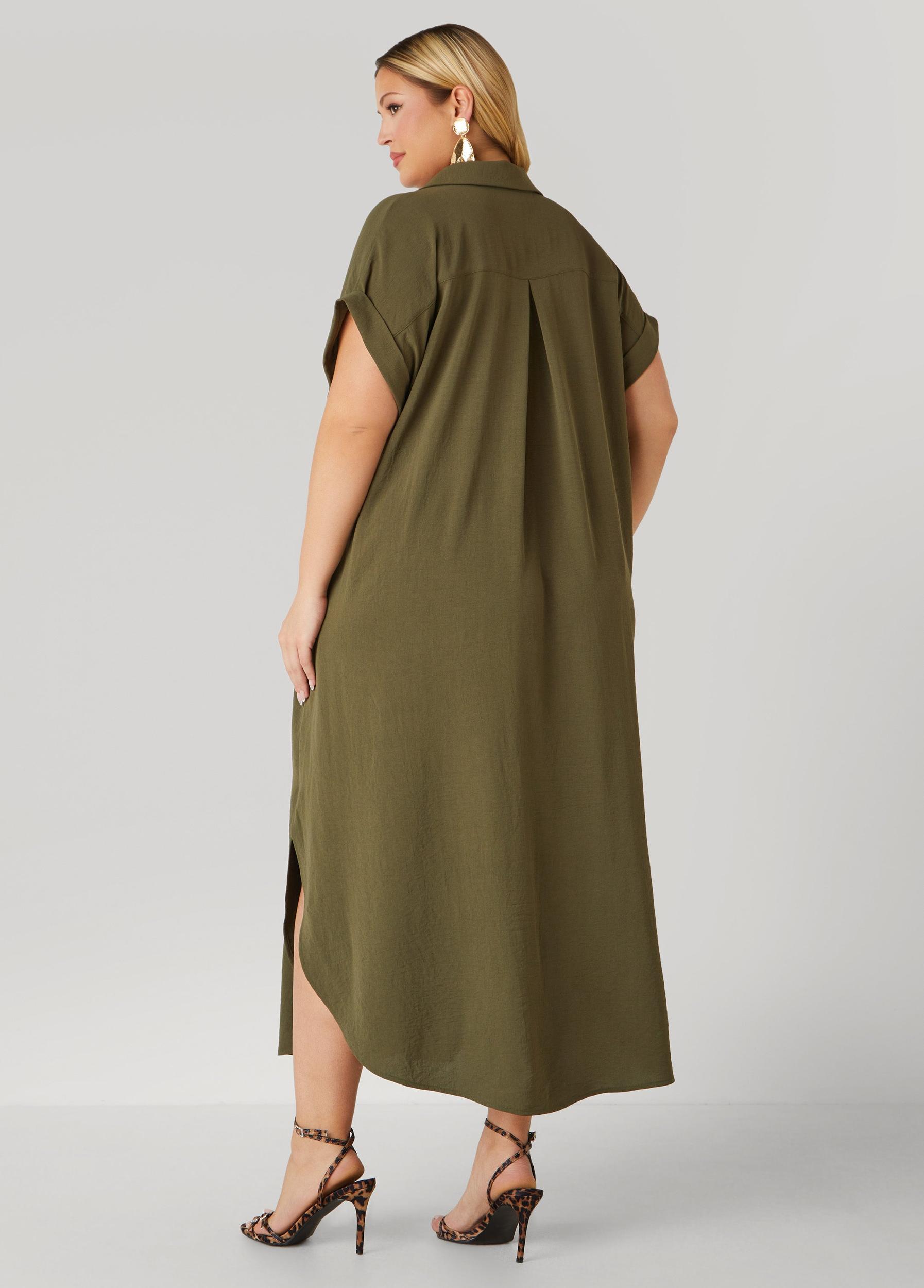 Cuffed Textured Maxi Shirtdress Product Image