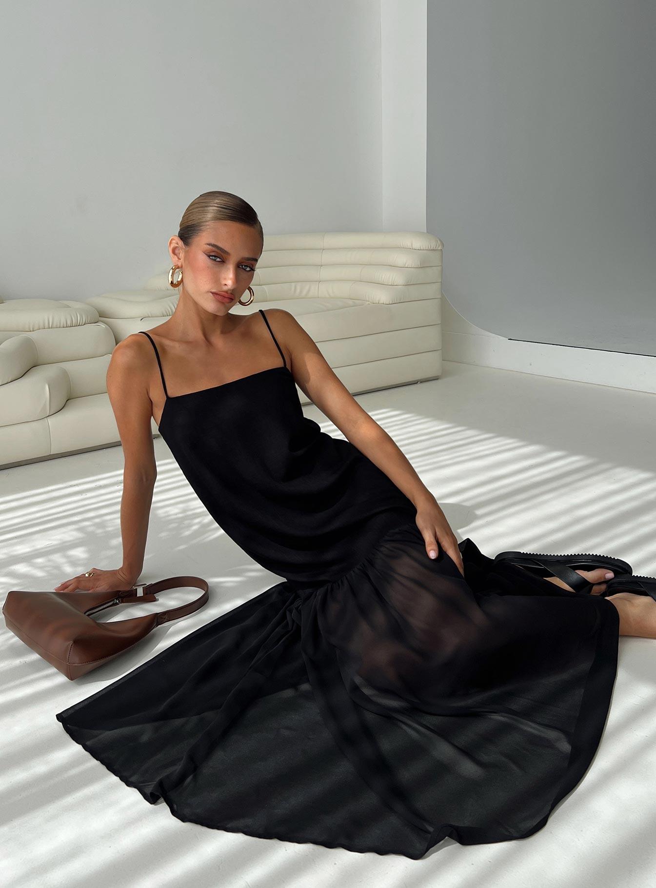 Iskra Drop Waist Maxi Dress Black Product Image