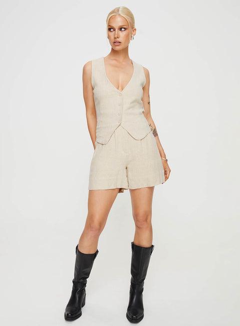 Bellair Linen Blend Shorts Beige Product Image