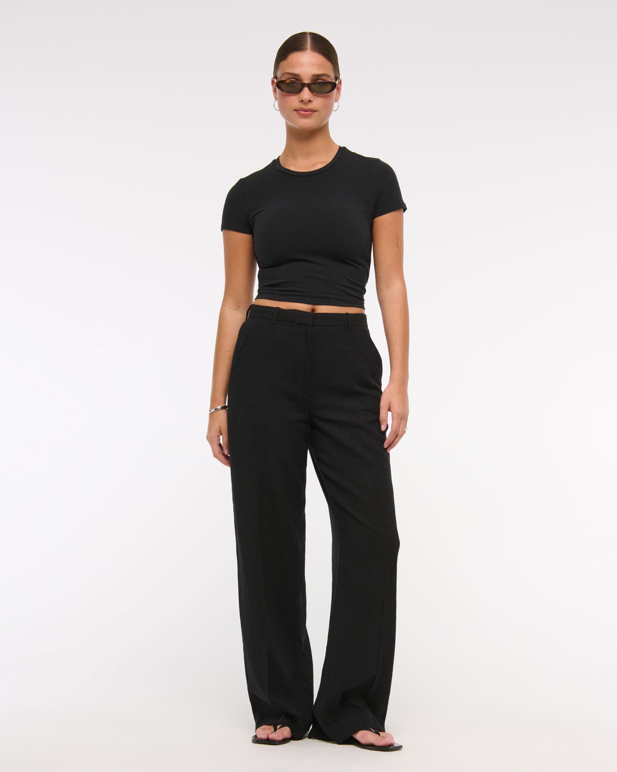 Curve Love Tailored Linen-Blend Wide Leg Pant Product Image