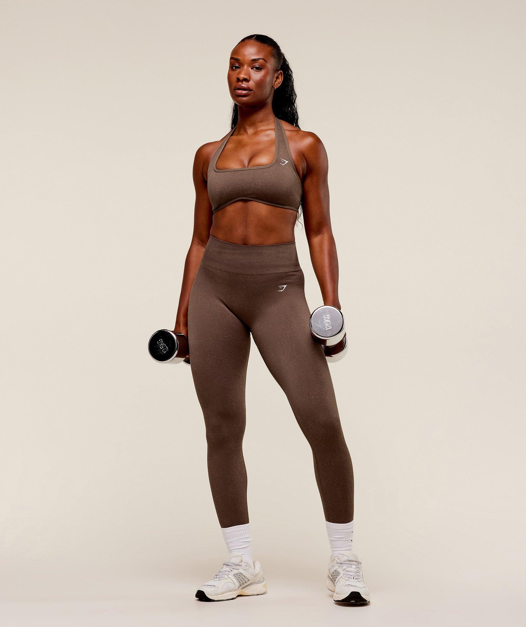 Gymshark Adapt Fleck x Whitney Halterneck Sports Bra - Soft Brown/Chestnut Pink Female Product Image