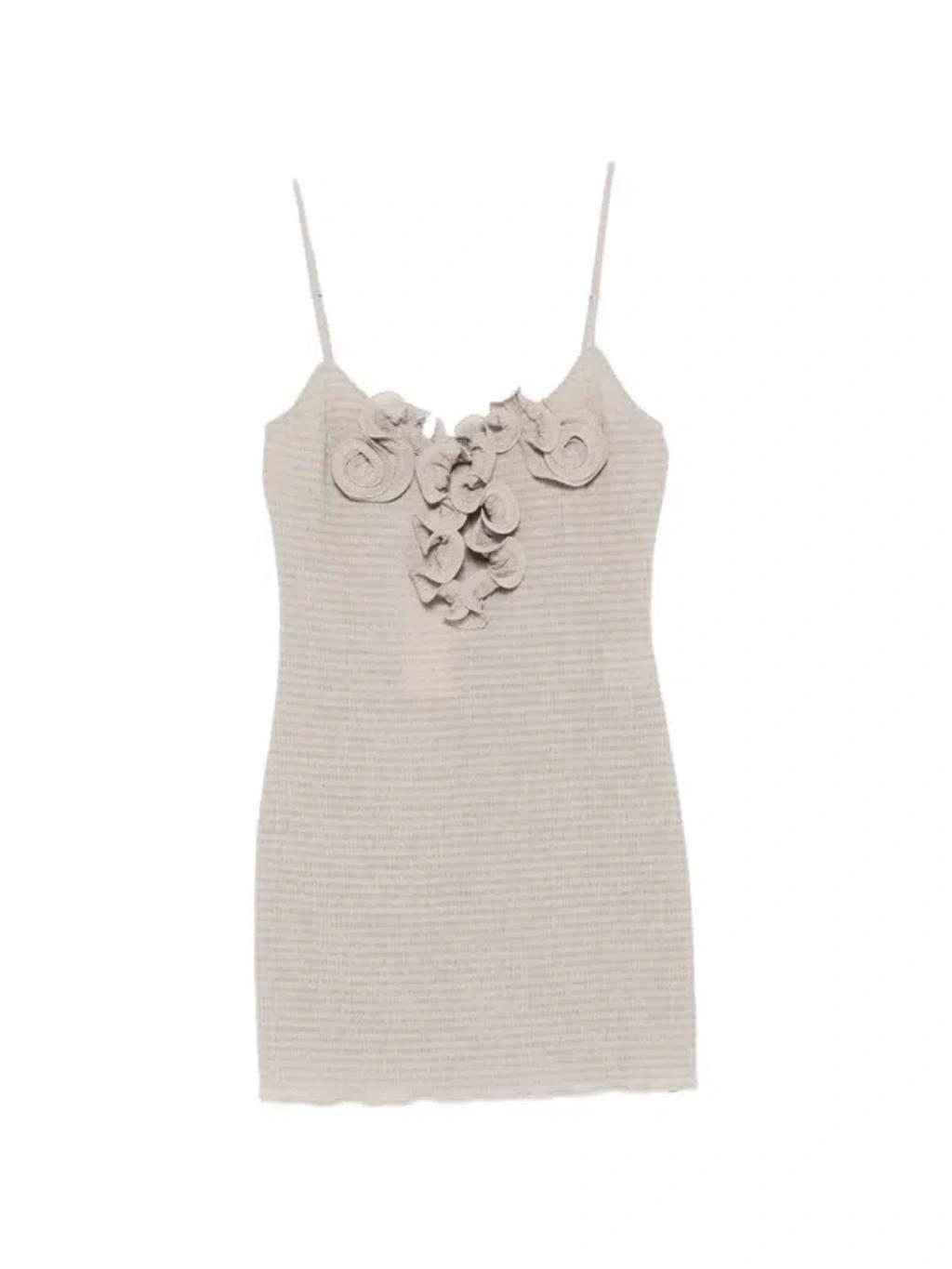 MAGDA BUTRYM Floral-appliquéd Crepe Mini Dress In Neutral Product Image