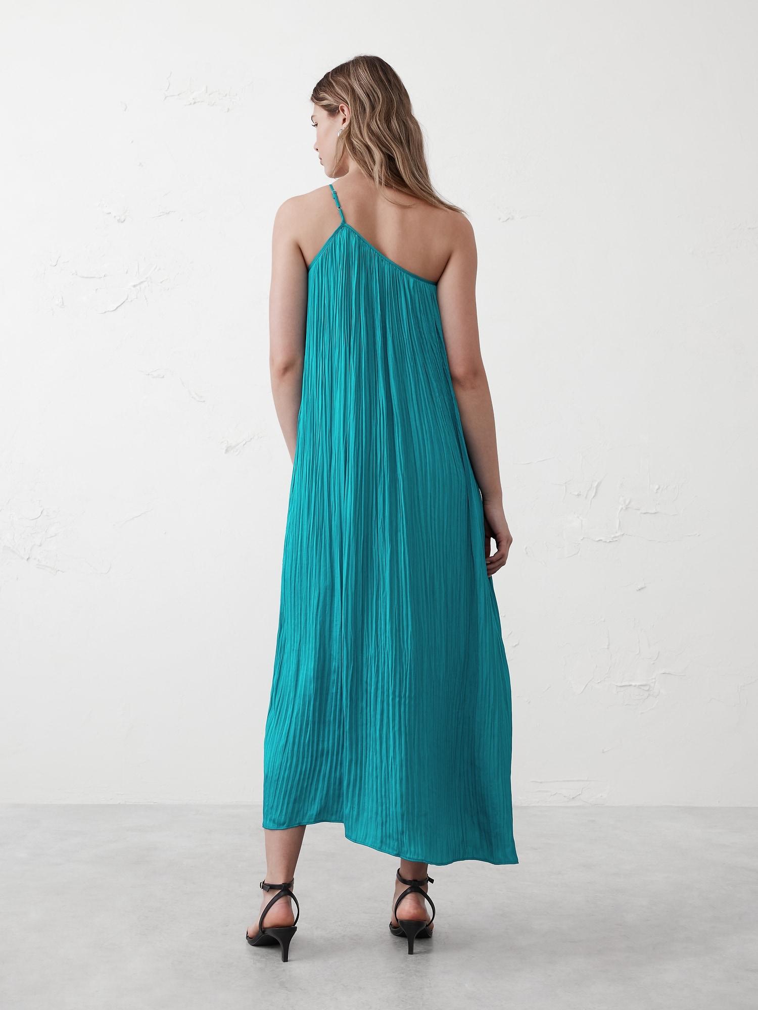 One-Shoulder Pleated Maxi Dress Product Image