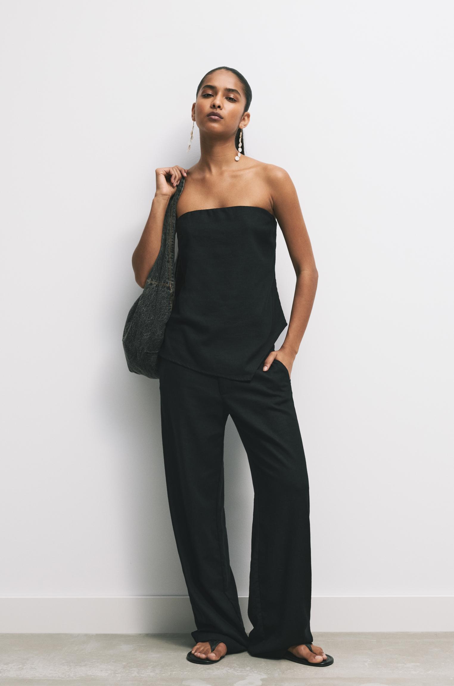 Straight linen-blend pants Product Image