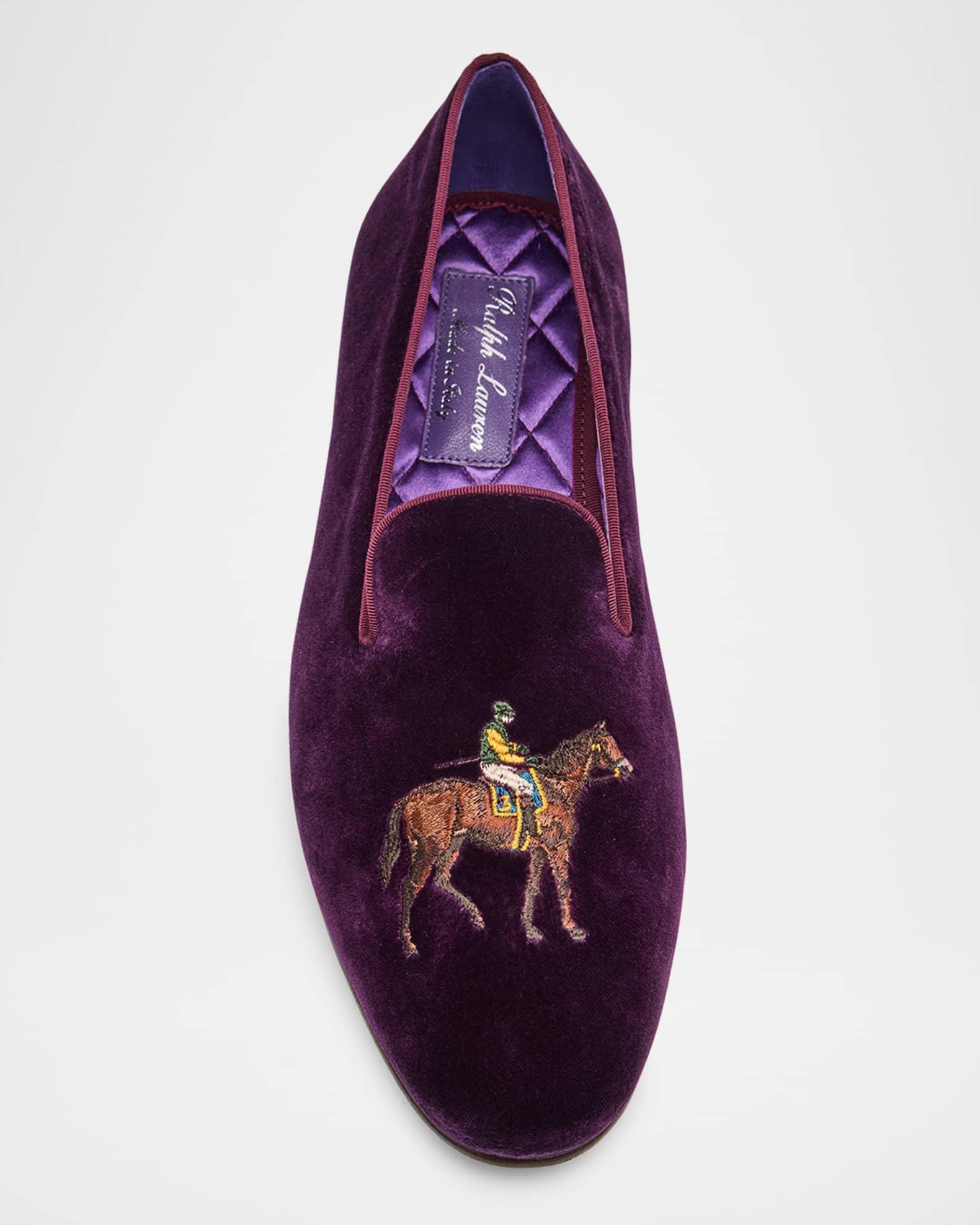 Men's Alonzo Embroidered Velvet Slippers Product Image