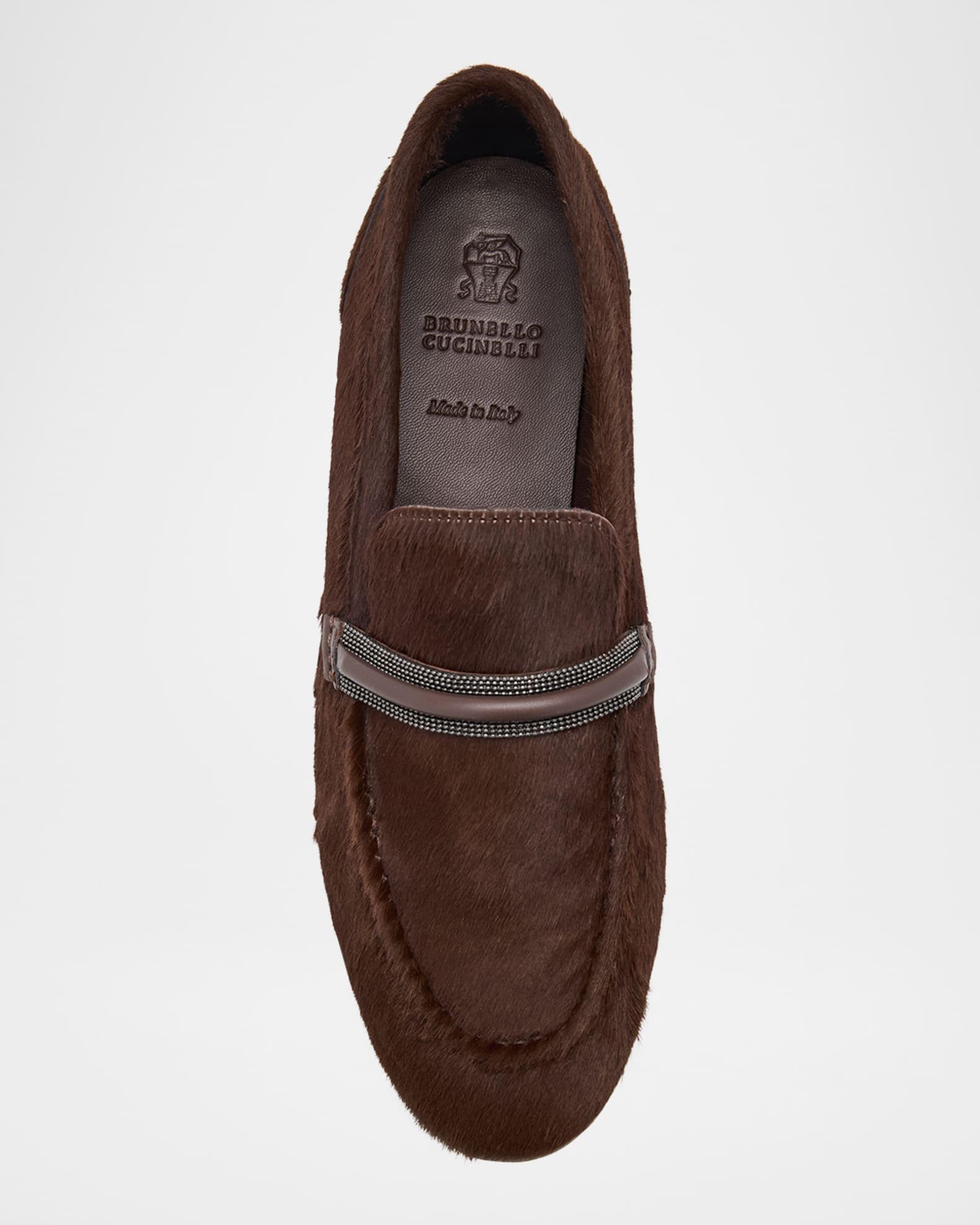 Calf Hair Loafers with Monili Bar Strap Product Image