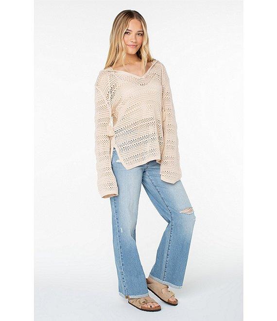 Roxy Hippie Love Long Sleeve Detailed Knit Hoodie Top Product Image