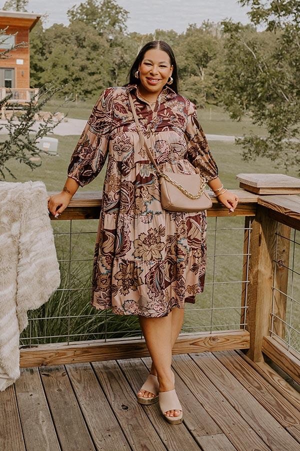 Wine Mixer Meet Up Satin Floral Midi Curves Product Image