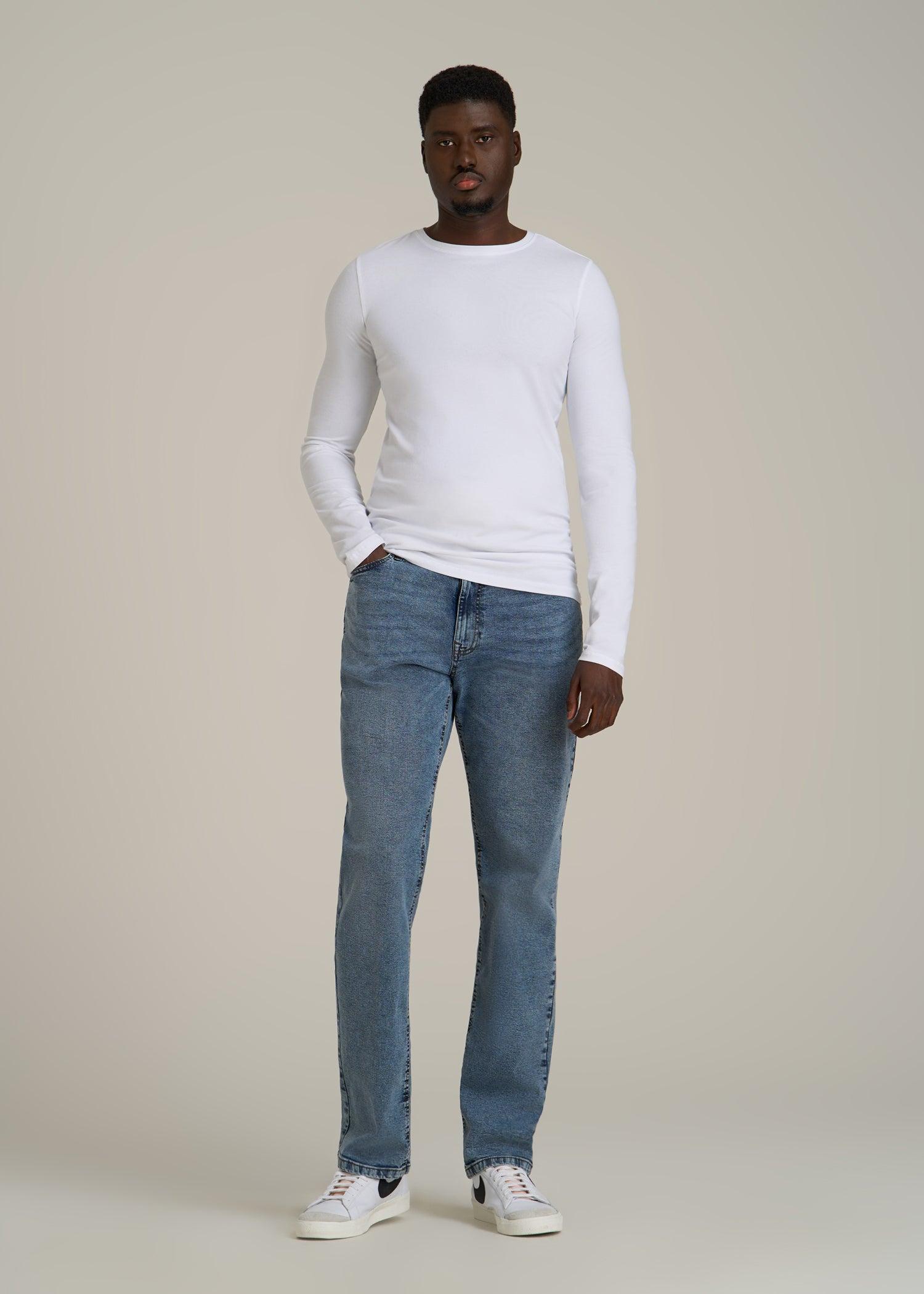 The Essential SLIM-FIT Long Sleeve Tee for Tall Men in White Male Product Image