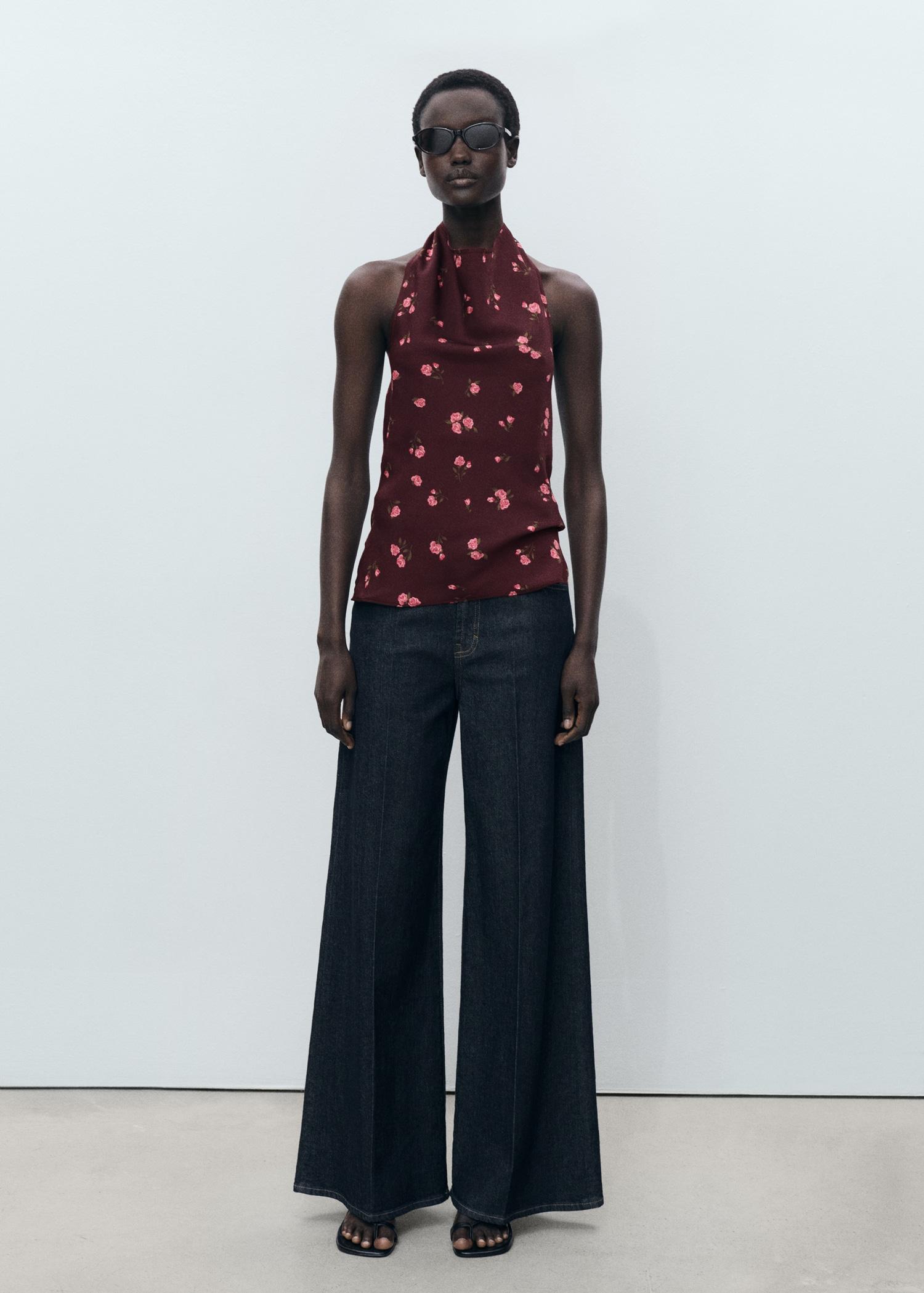 Draped floral top - Women | MANGO USA Product Image