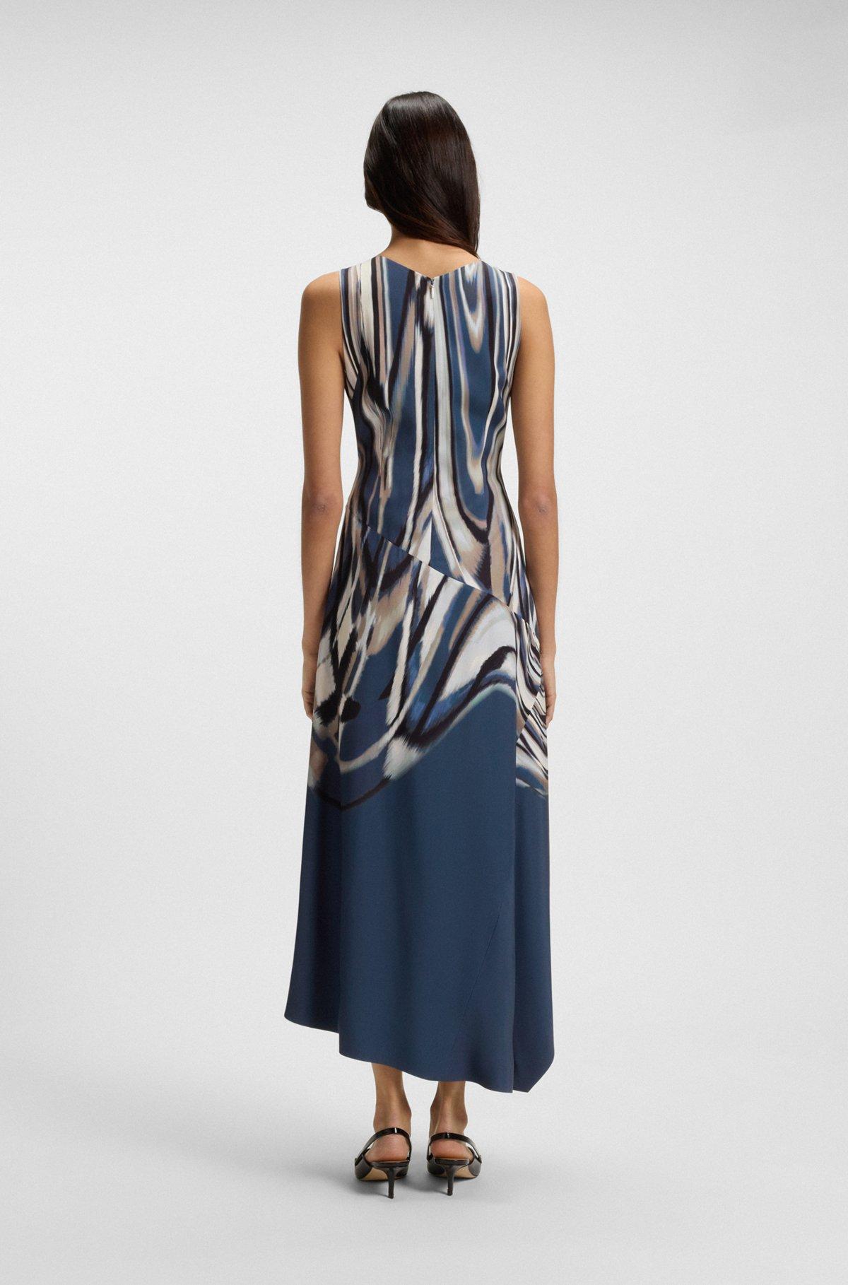 BOSS - Printed-twill dress with asymmetric hemline - Patterned Product Image