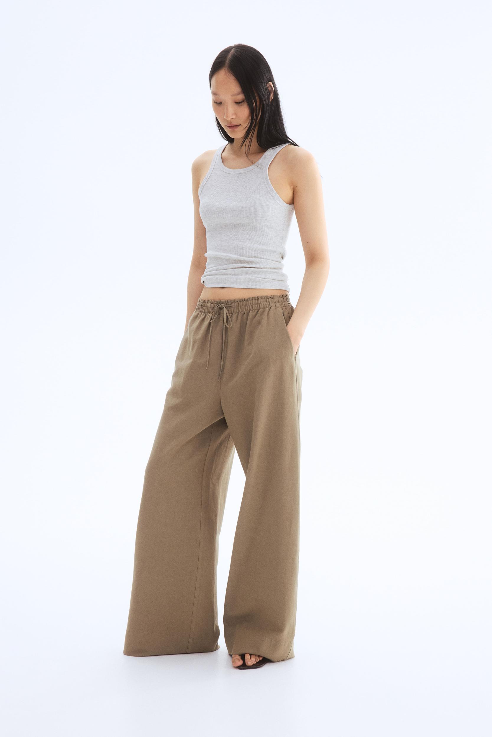 Wide-Leg Linen-Blend Pants Product Image