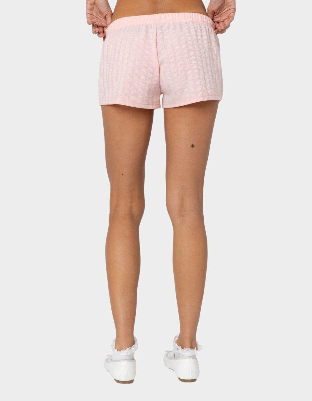 EDIKTED Irene Low Rise Pointelle Micro Shorts - PINK Product Image