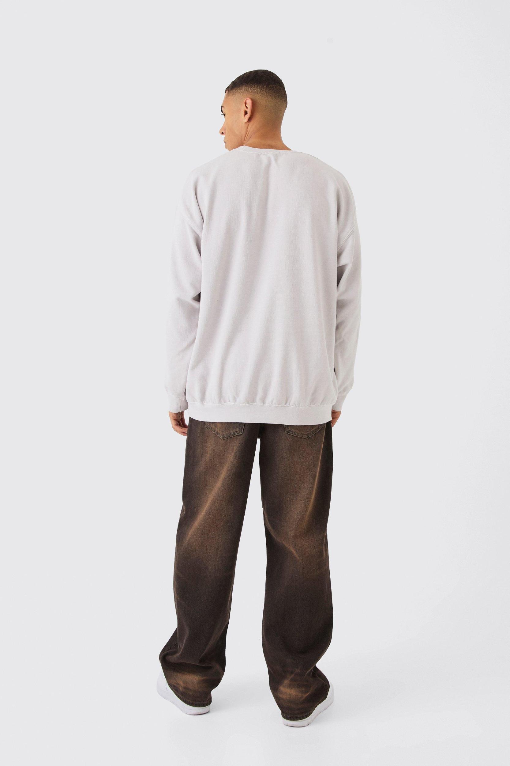 Oversized Heavyweight Texas Western Graphic Washed Sweatshirt | boohooMAN USA Product Image