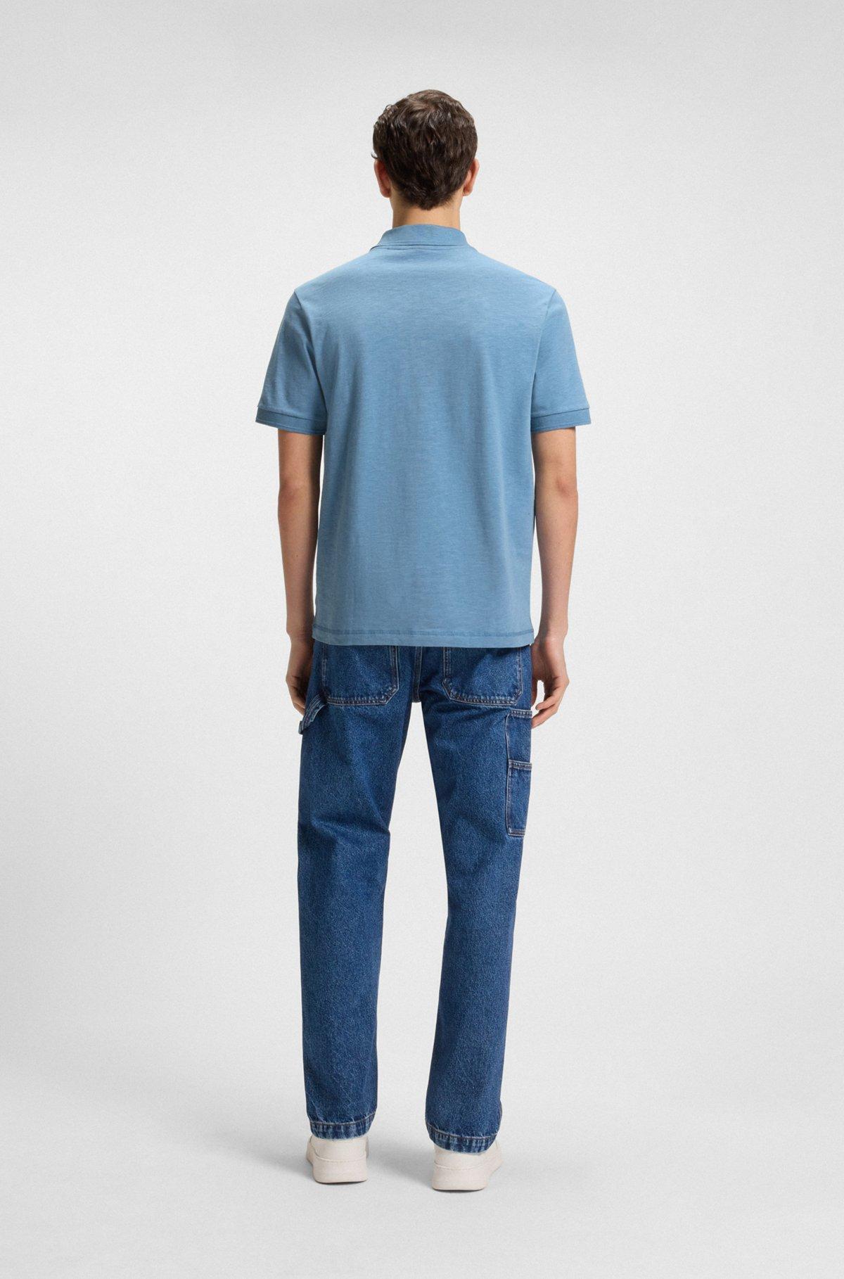 Slub cotton-linen polo shirt with logo badge Product Image