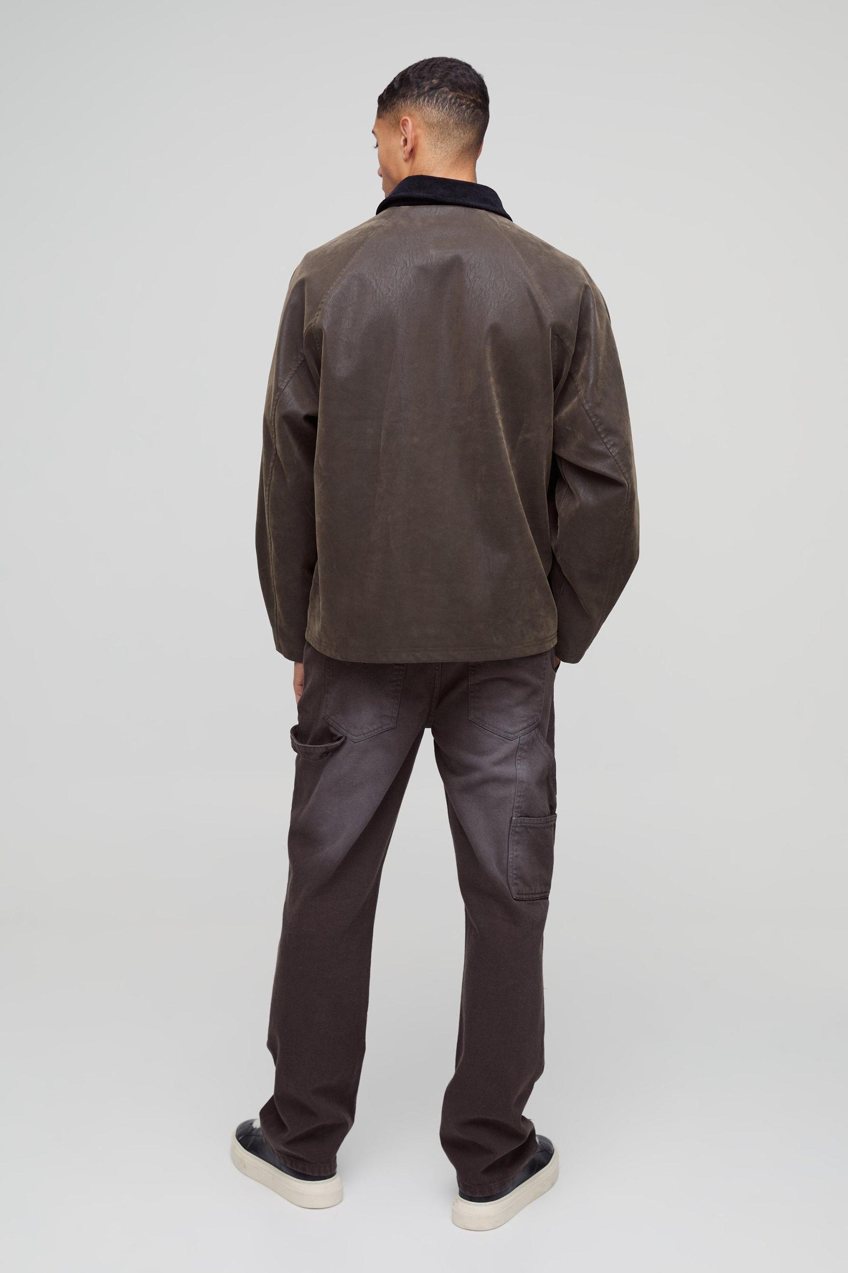 Straight Leg Washed Carpenter Jeans | boohooMAN USA Product Image