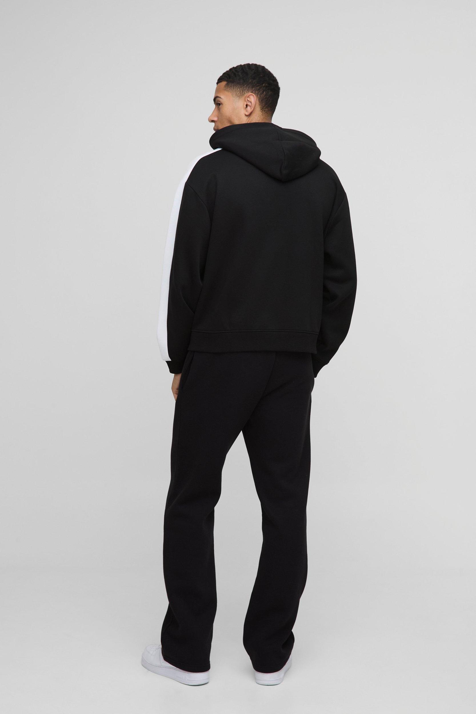 Oversized Boxy Man Colour Block Zip Through Hoodie | boohooMAN USA Product Image