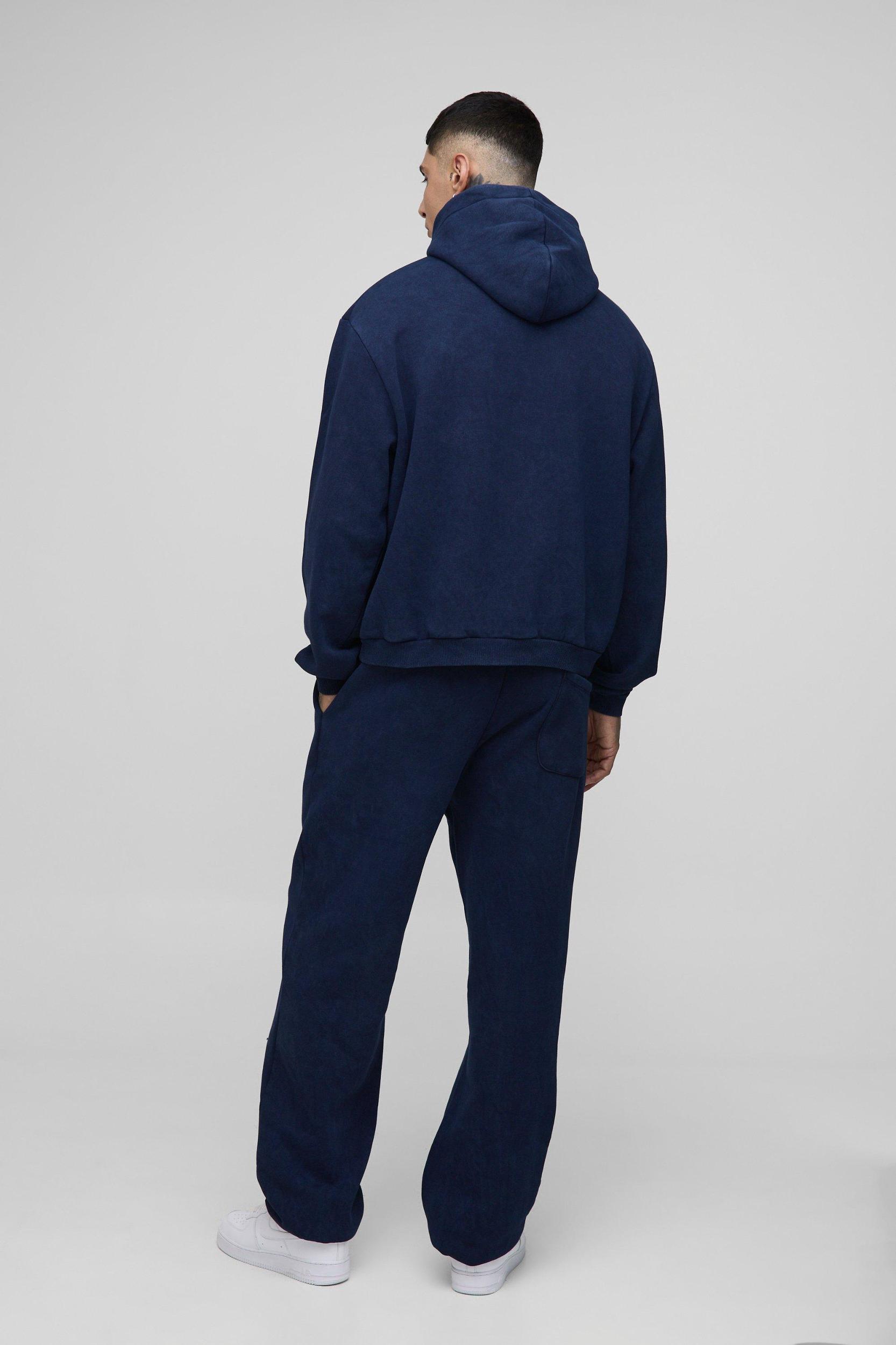 Tall Oversized Boxy Man Wash Hooded Tracksuit | boohooMAN USA Product Image