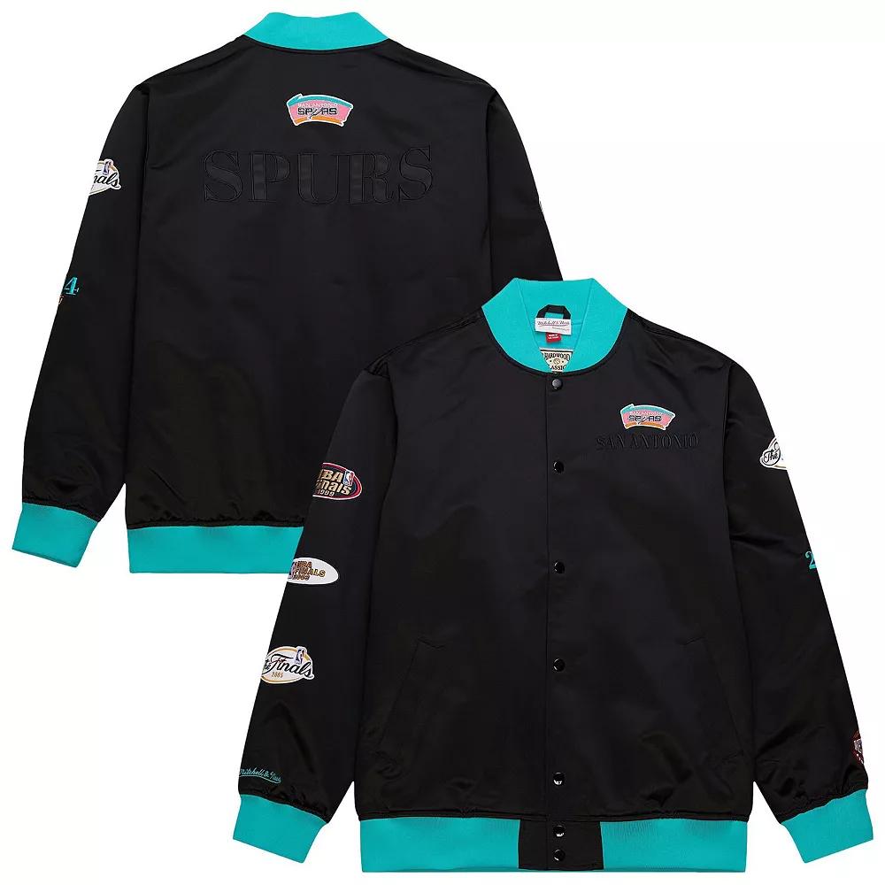 Men's Mitchell & Ness Black San Antonio Spurs Hardwood Classics Team OG 3.0 Lightweight Satin Full-Snap Jacket,  Product Image
