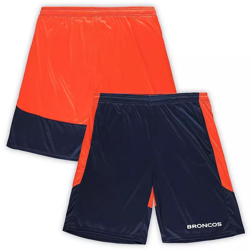 Men's Fanatics Navy/Orange Denver Broncos Big & Tall Synthetic Launch Shorts, Size: 4XLT, Blue Product Image