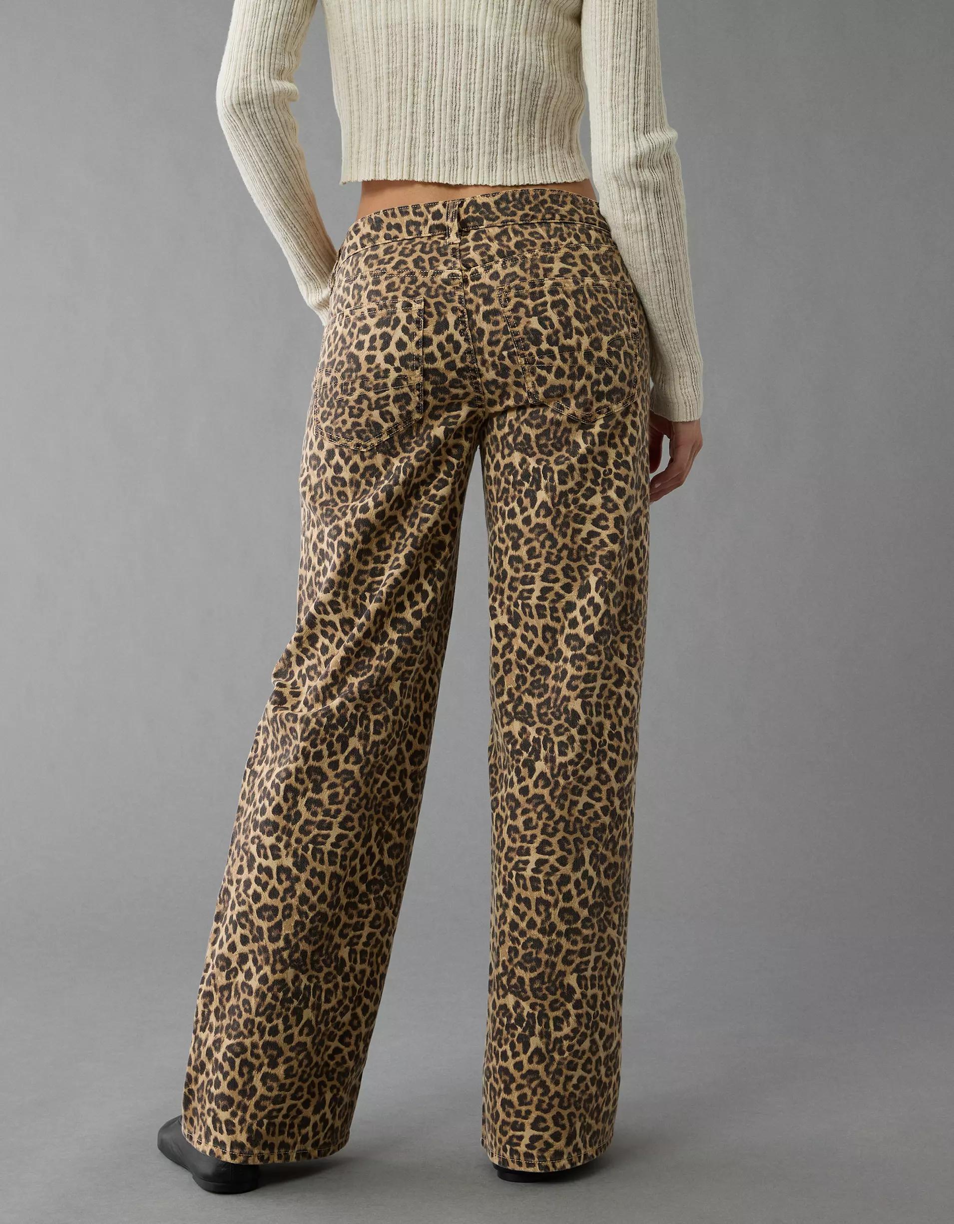 AE Stretch Leopard Low-Rise Baggy Wide-Leg Pant Product Image