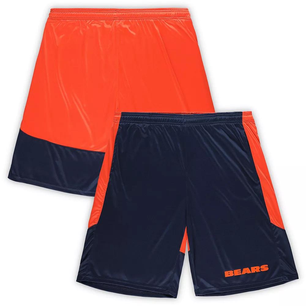 Men's Fanatics Navy/Orange Chicago Bears Big & Tall Synthetic Launch Shorts, Size: 2XLT, Blue Product Image