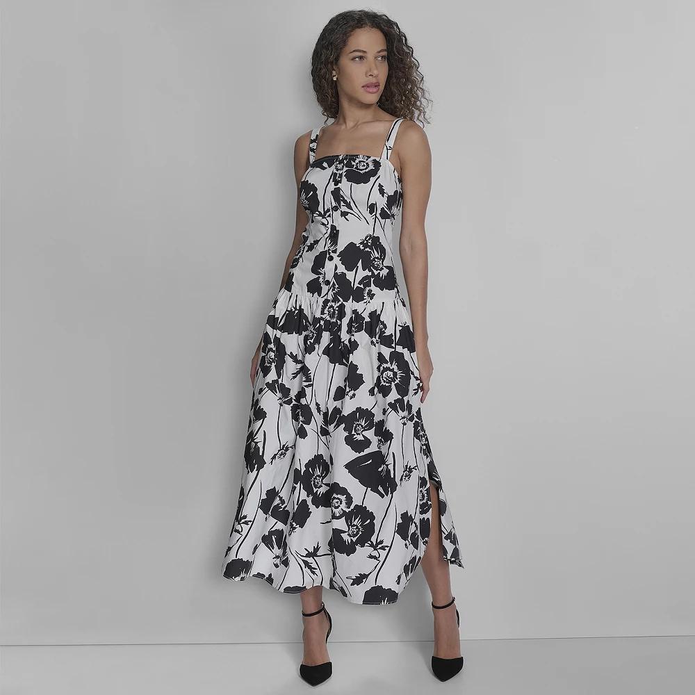 Women's La Nouvelle Renaissance Pockets Drop Waist Tank Dress, Size: 8, White Black Flower Product Image