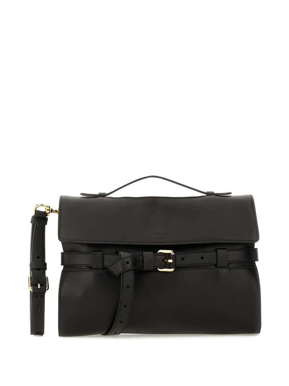 belted leather tote bag Product Image