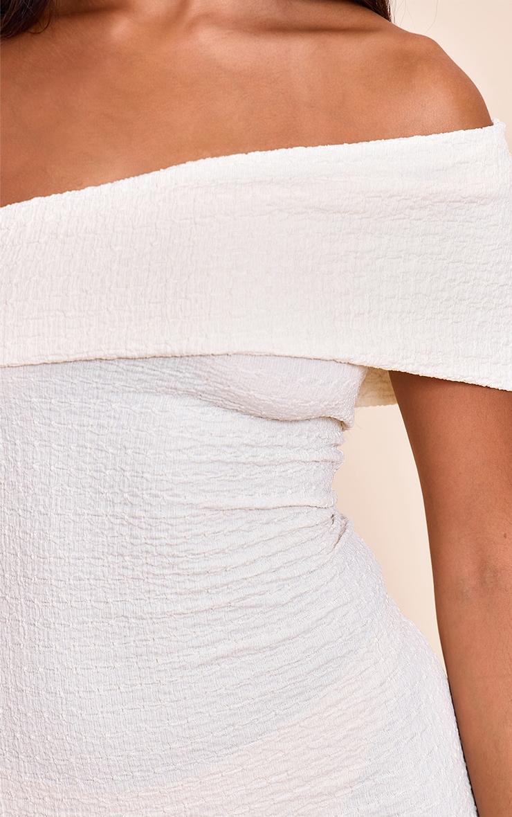 Cream Textured One Shoulder Bodycon Dress Product Image