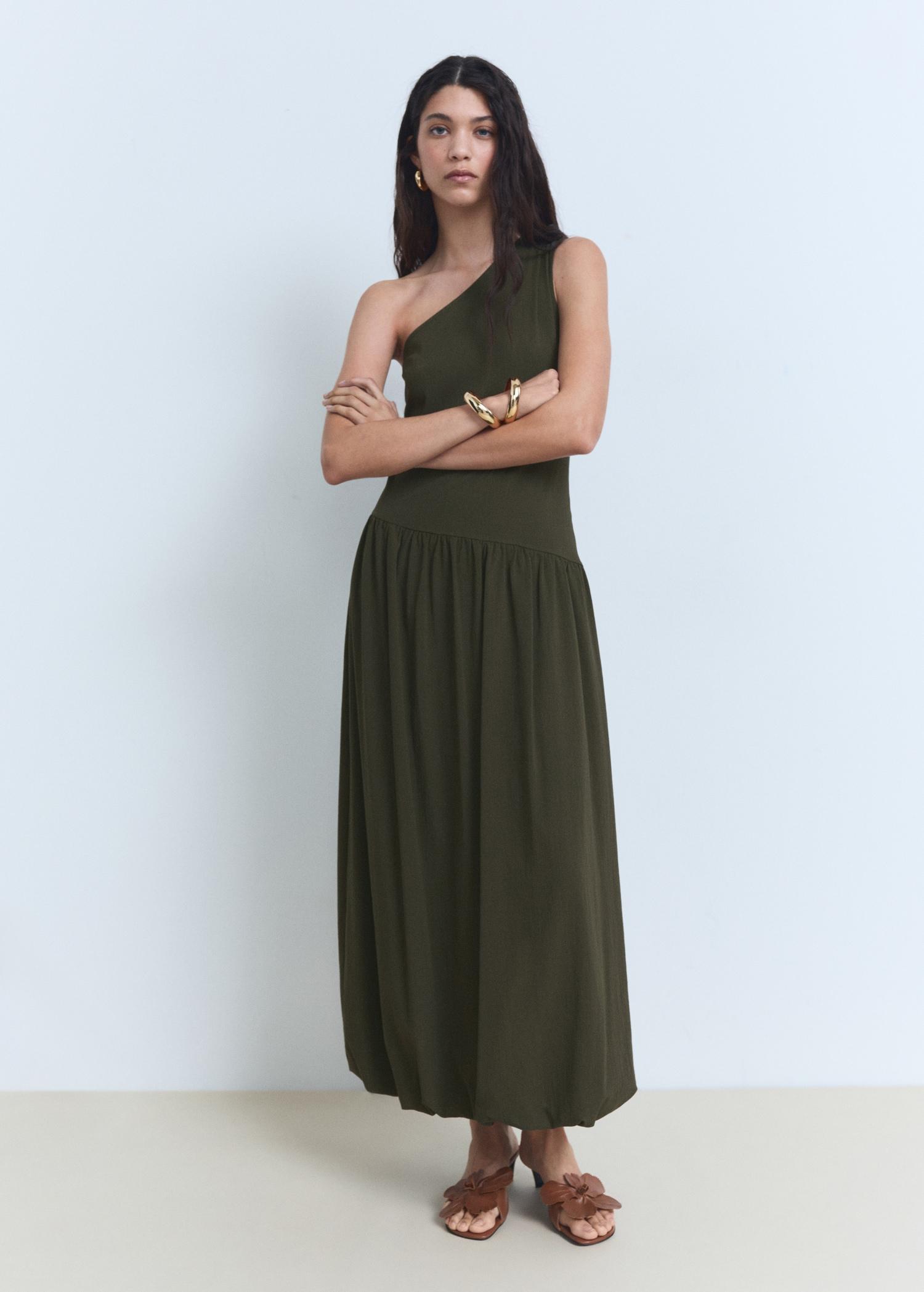 Asymmetrical puffed dress - Women | MANGO USA Product Image