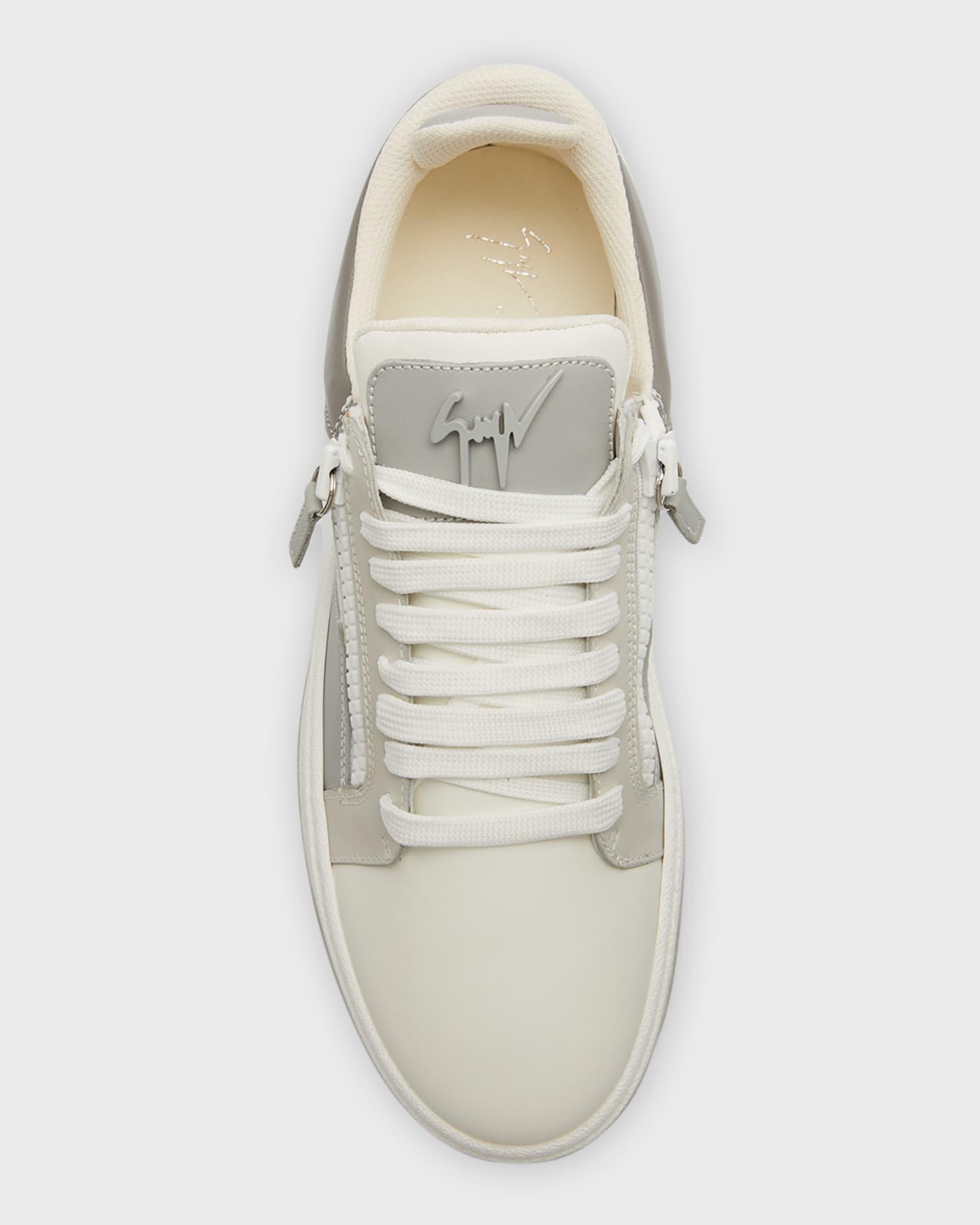 Men's Leather Low-Top Zip Sneakers Product Image