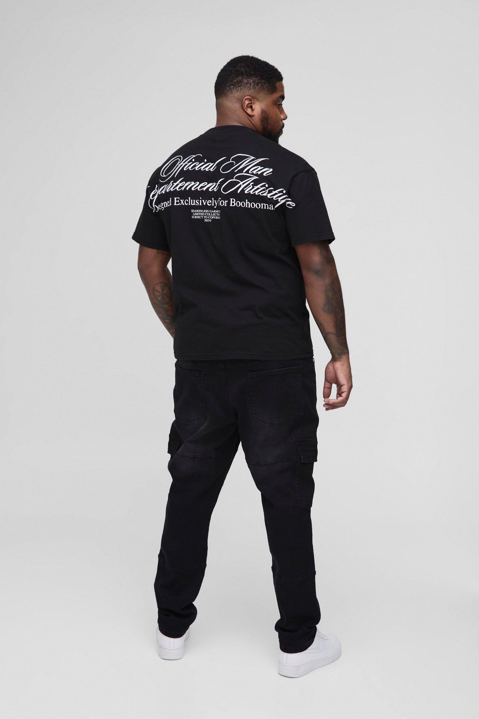 Plus Seam Detail Cargo Slim Fit Jeans | boohooMAN USA Product Image