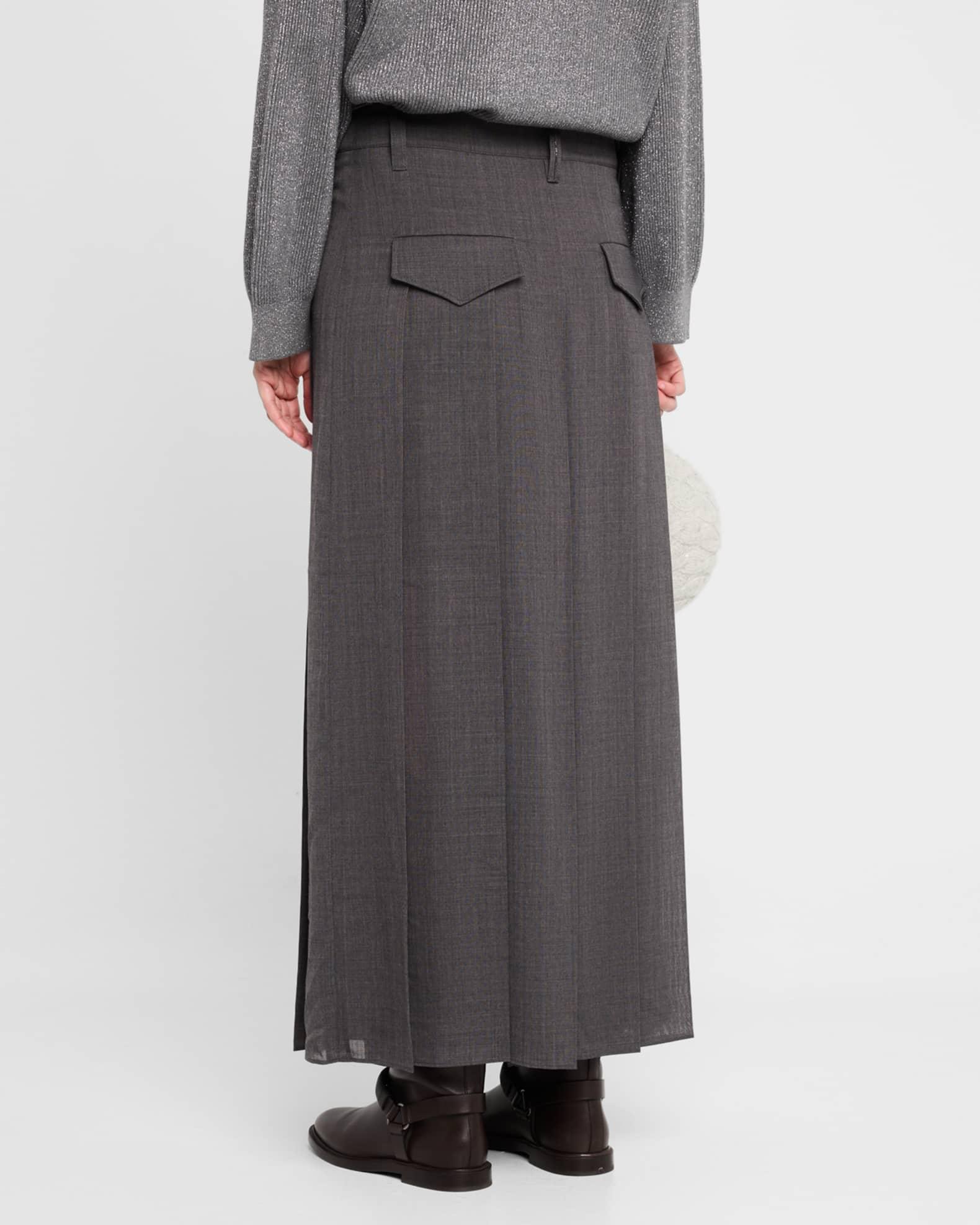 Pleated Wool Gauze Sartorial Maxi Skirt Product Image